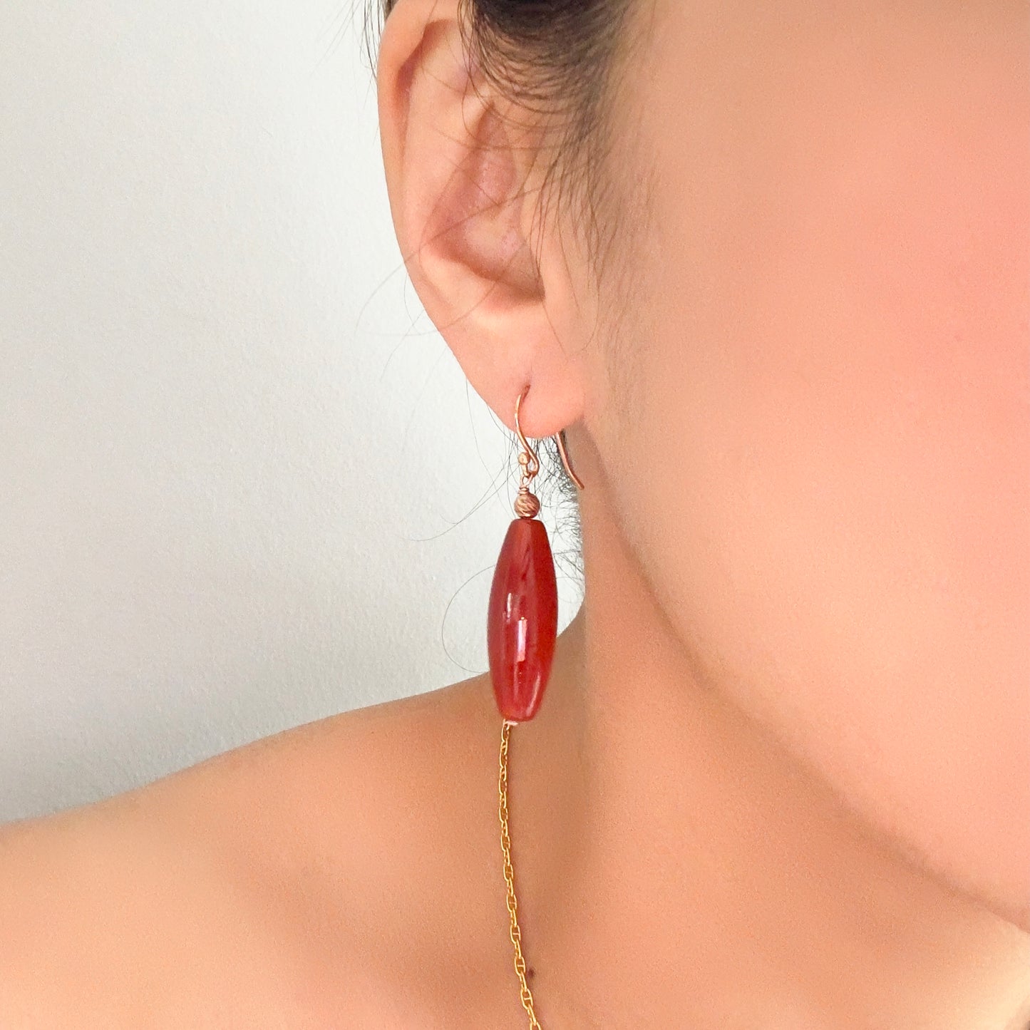 Courage Earrings with Carnelian and Rose Gold