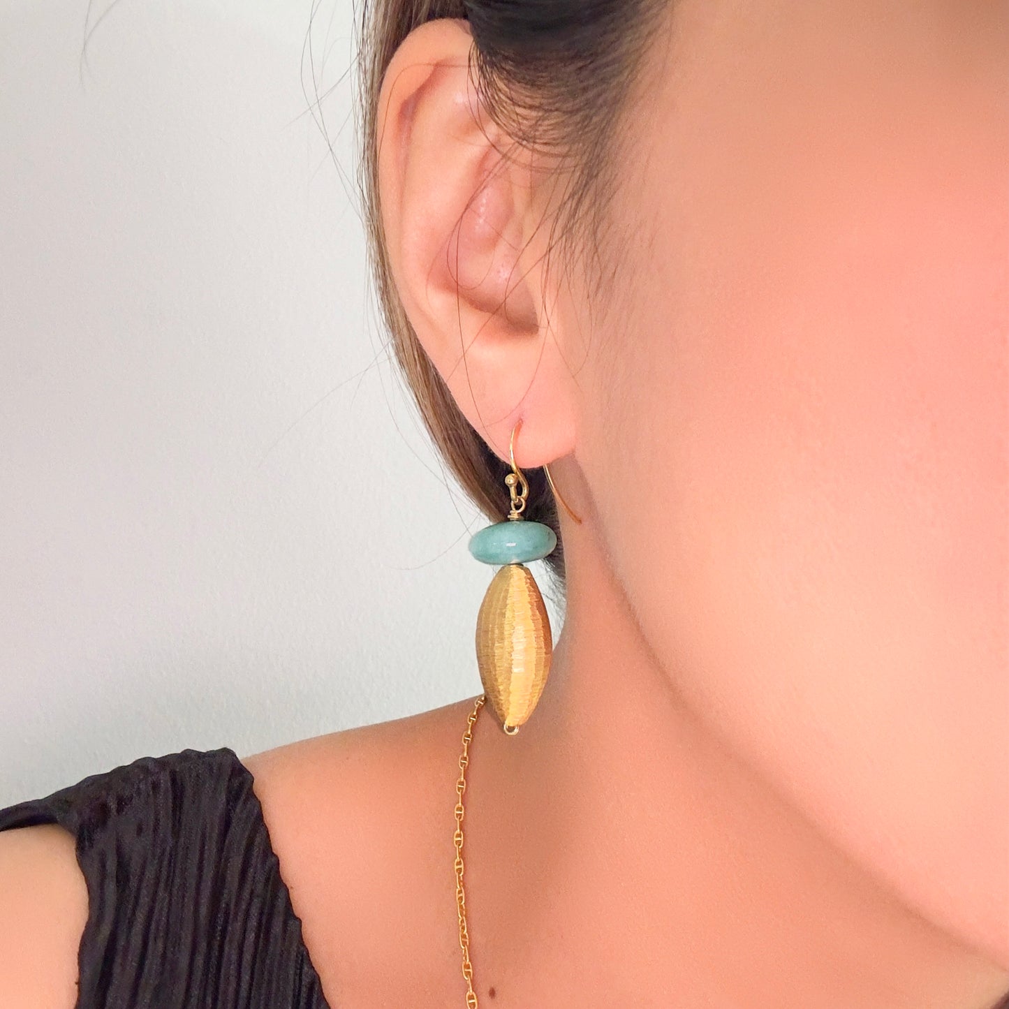 Creativity Earrings with Amazonite and Gold