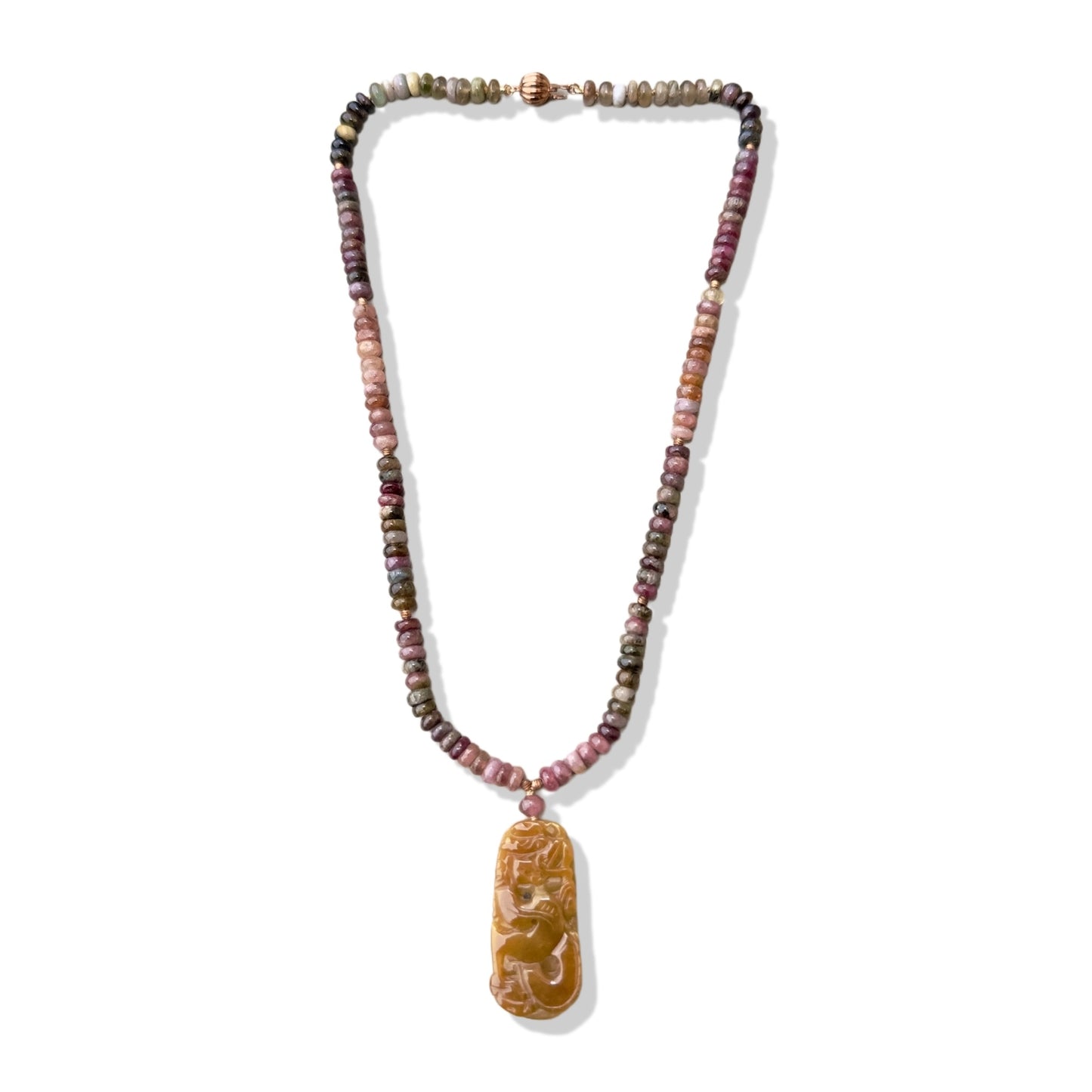 Harmony Necklace with Tourmaline and Pi Xiu Jade Pendant