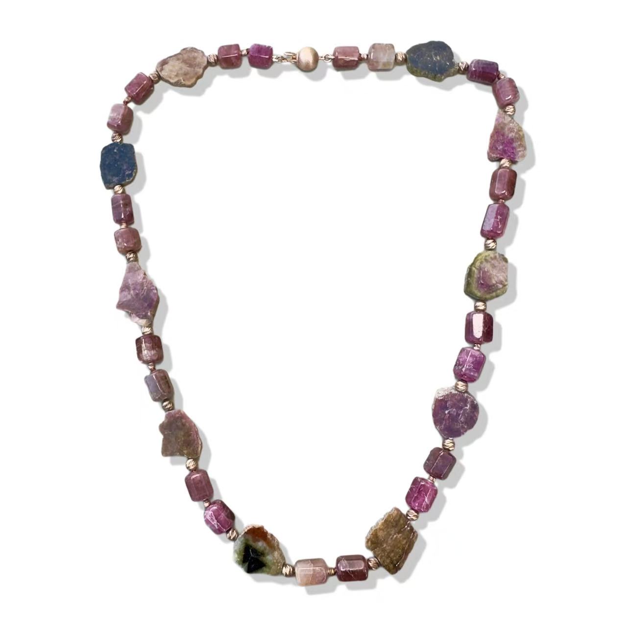 Harmony Necklace with Tourmaline Slice