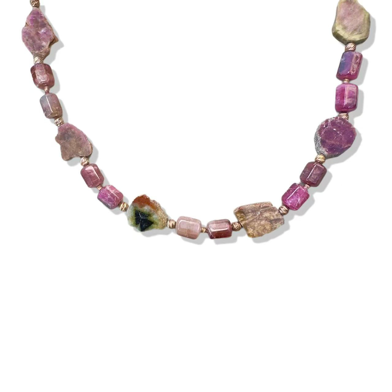 Harmony Necklace with Tourmaline Slice