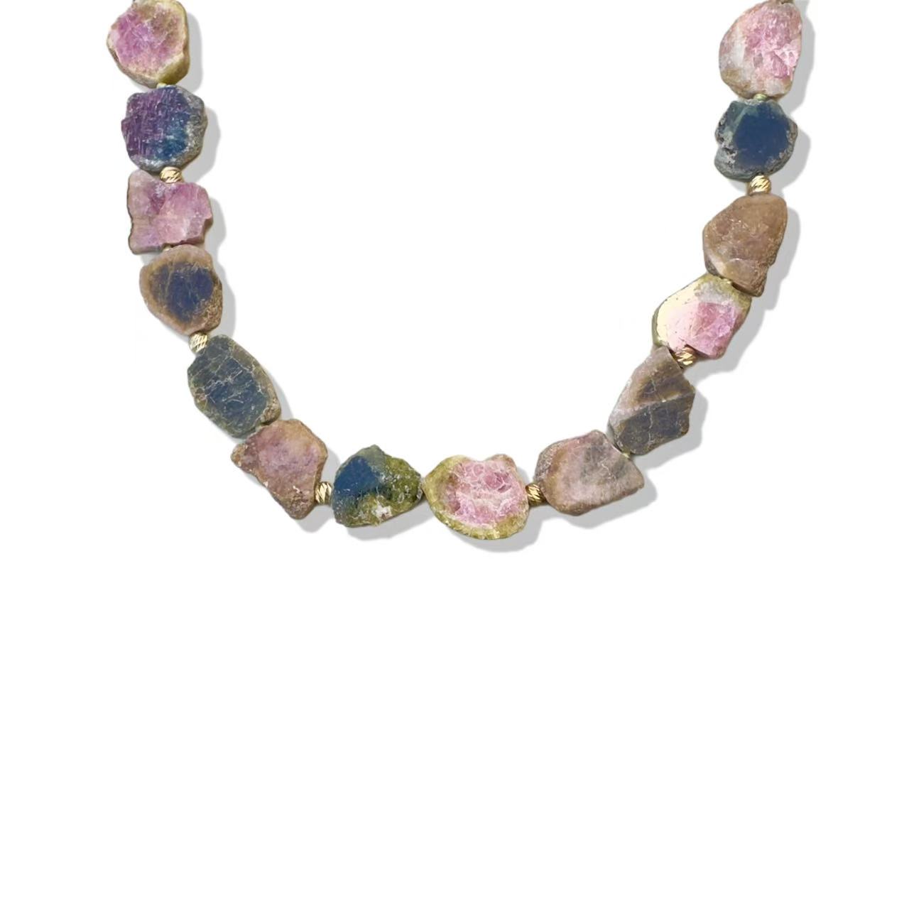 Harmony Necklace with Tourmaline Slice and Aventurine