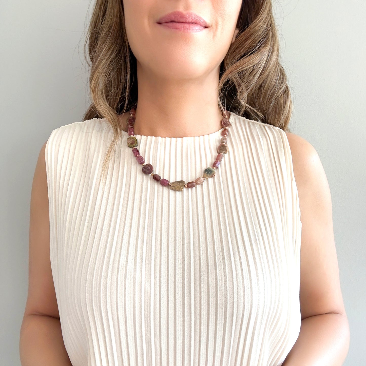 Harmony Necklace with Tourmaline Slice