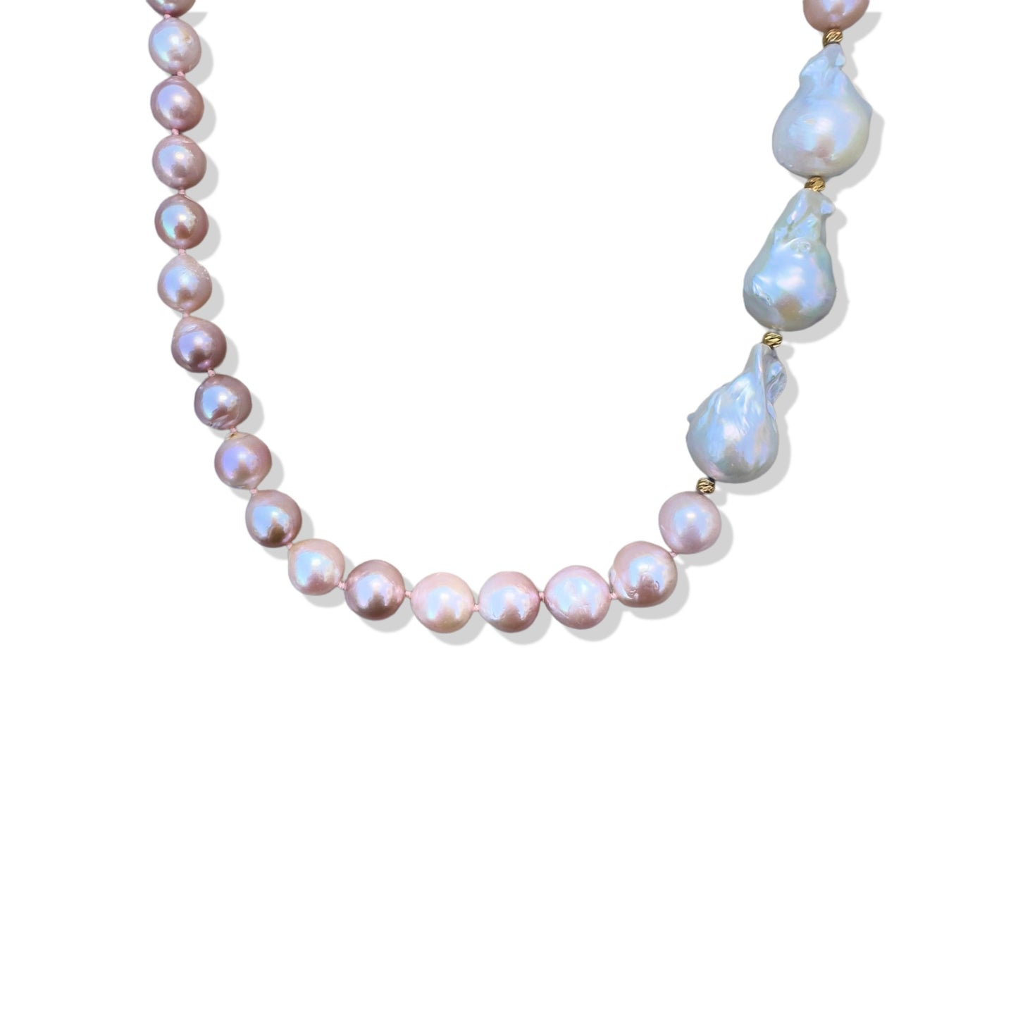 Inner Peace Necklace with Baroque and Pink Pearl