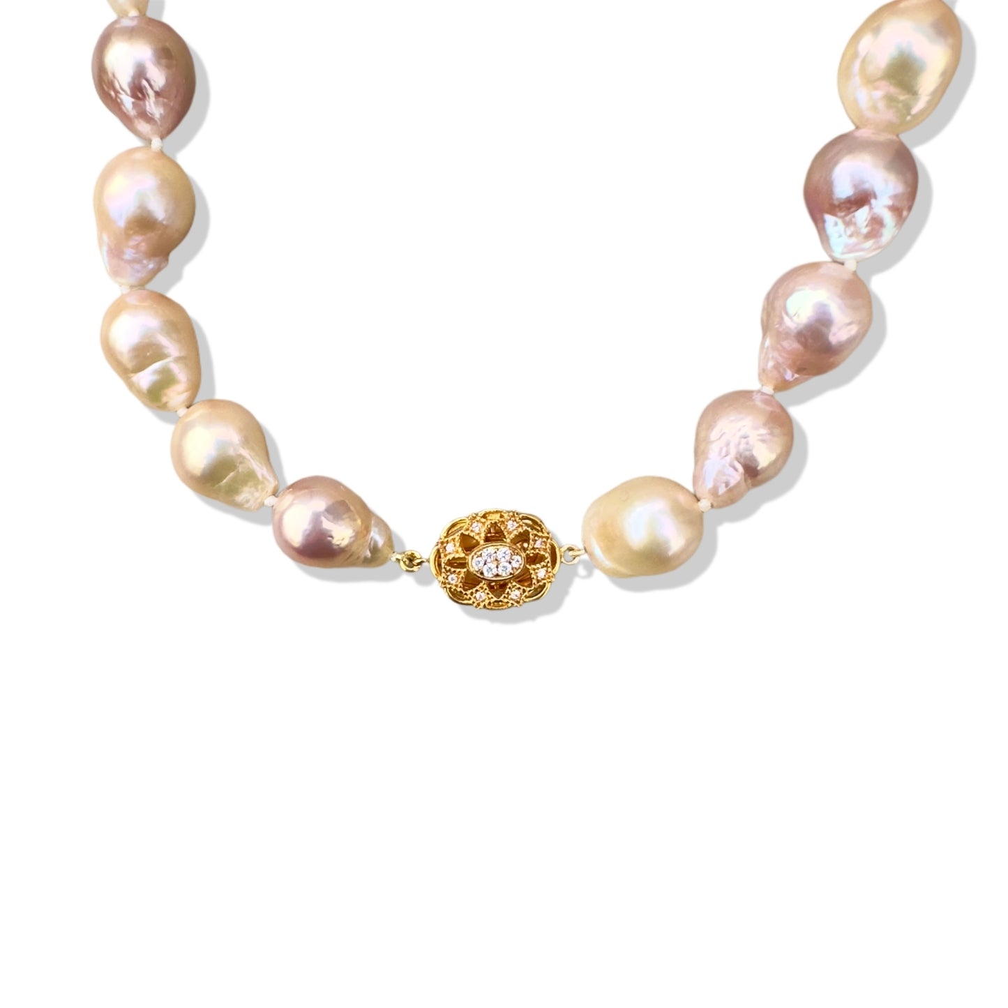 Inner Peace Necklace with Multi Pink Baroque Pearl