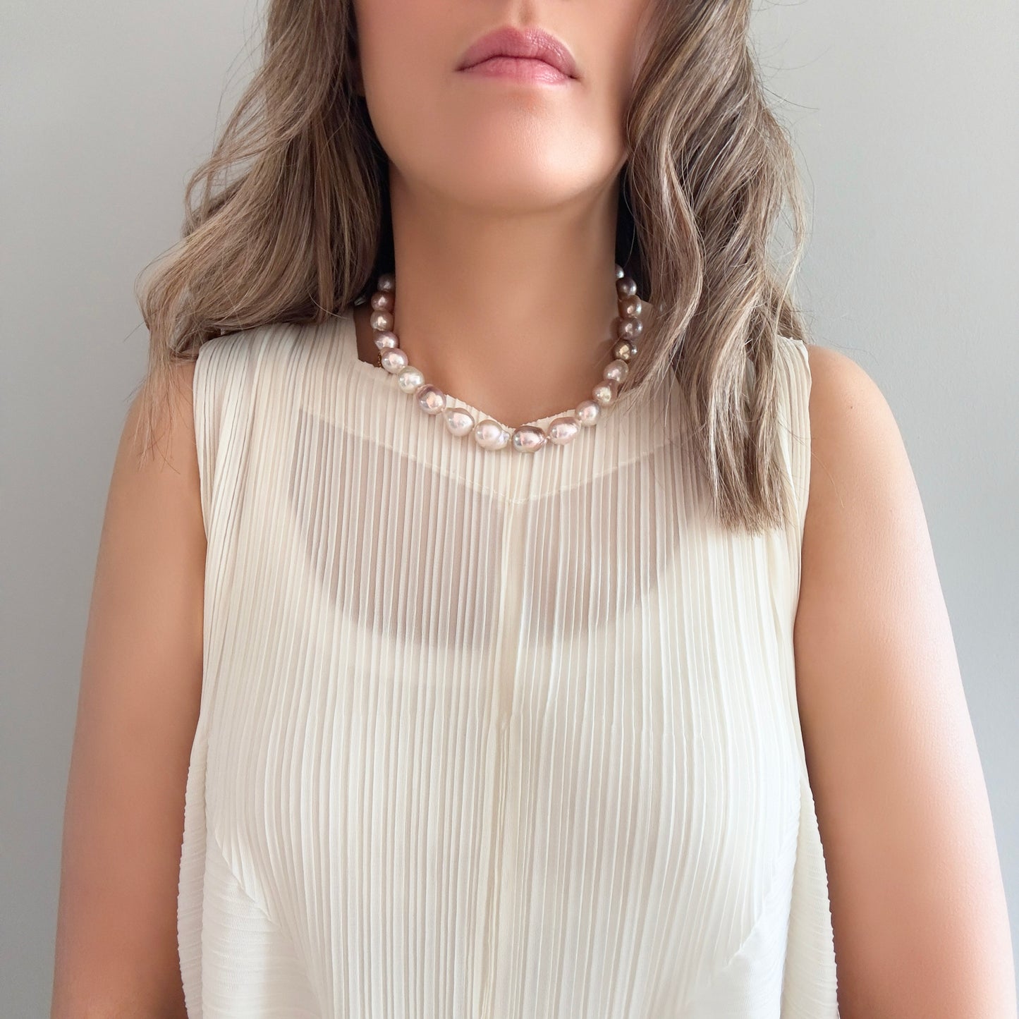 Inner Peace Necklace with Multi Pink Baroque Pearl