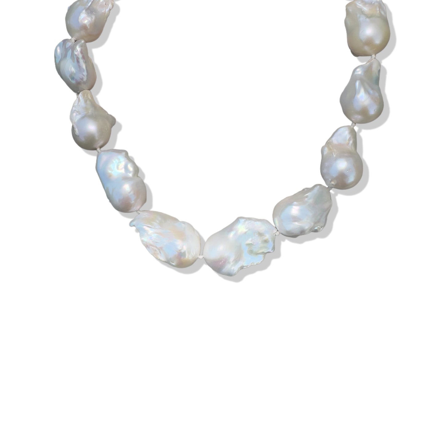 Inner Peace White Baroque Pearl Necklace (June Birthday Stone)