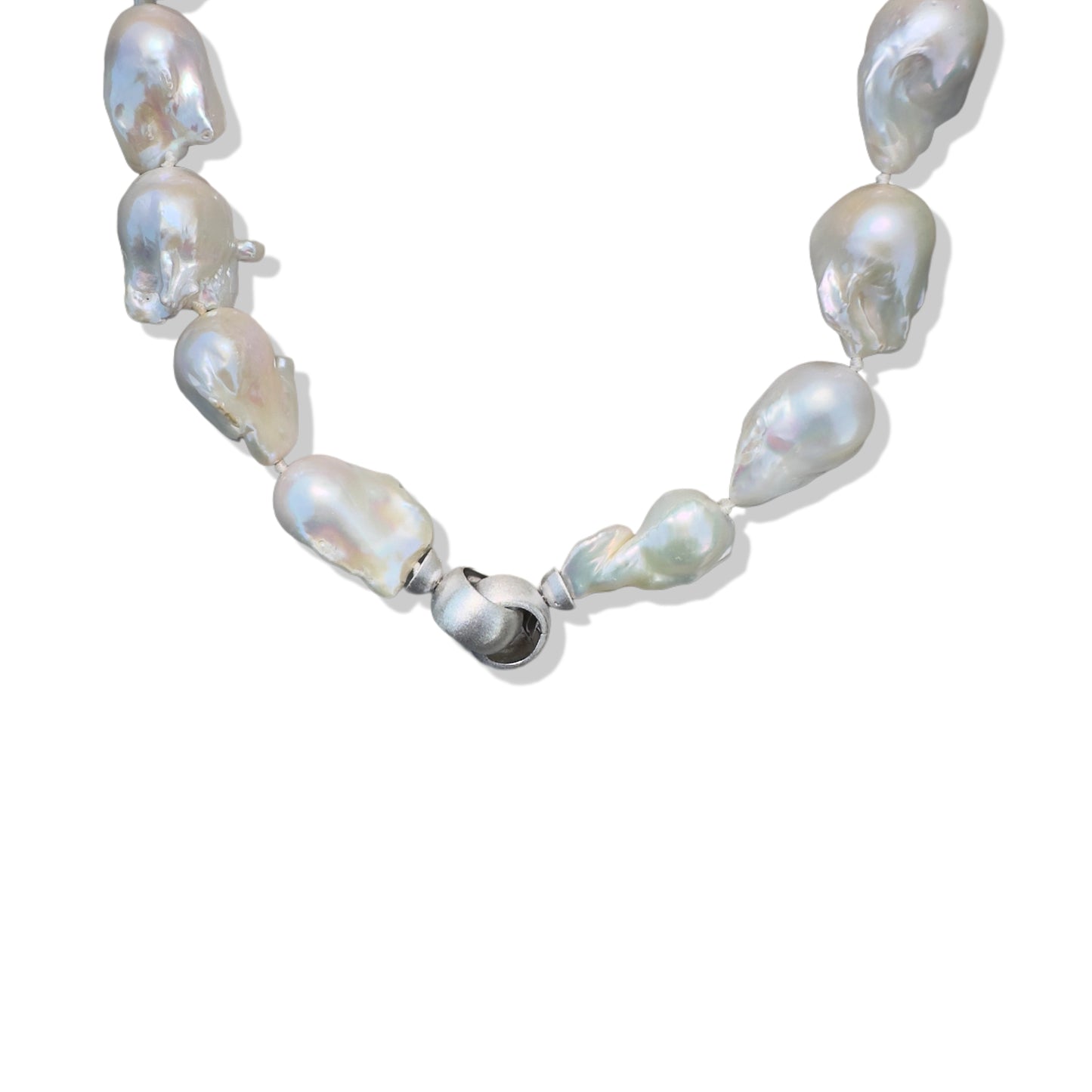 Inner Peace White Baroque Pearl Necklace (June Birthday Stone)