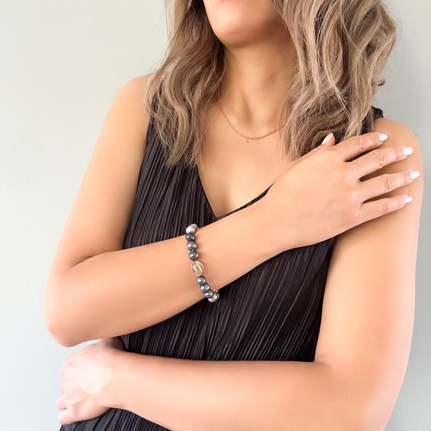 Inner Peace Bracelet with Pearl and Pure Silver Bead