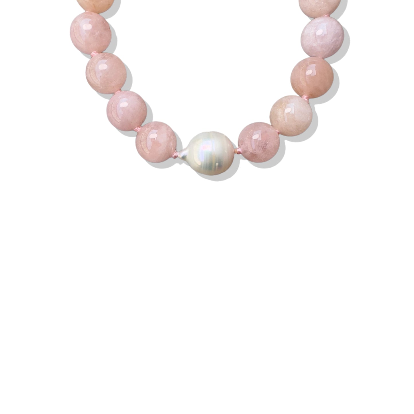 Inner Peace Bracelet with White Freshwater Pearl and Morganite