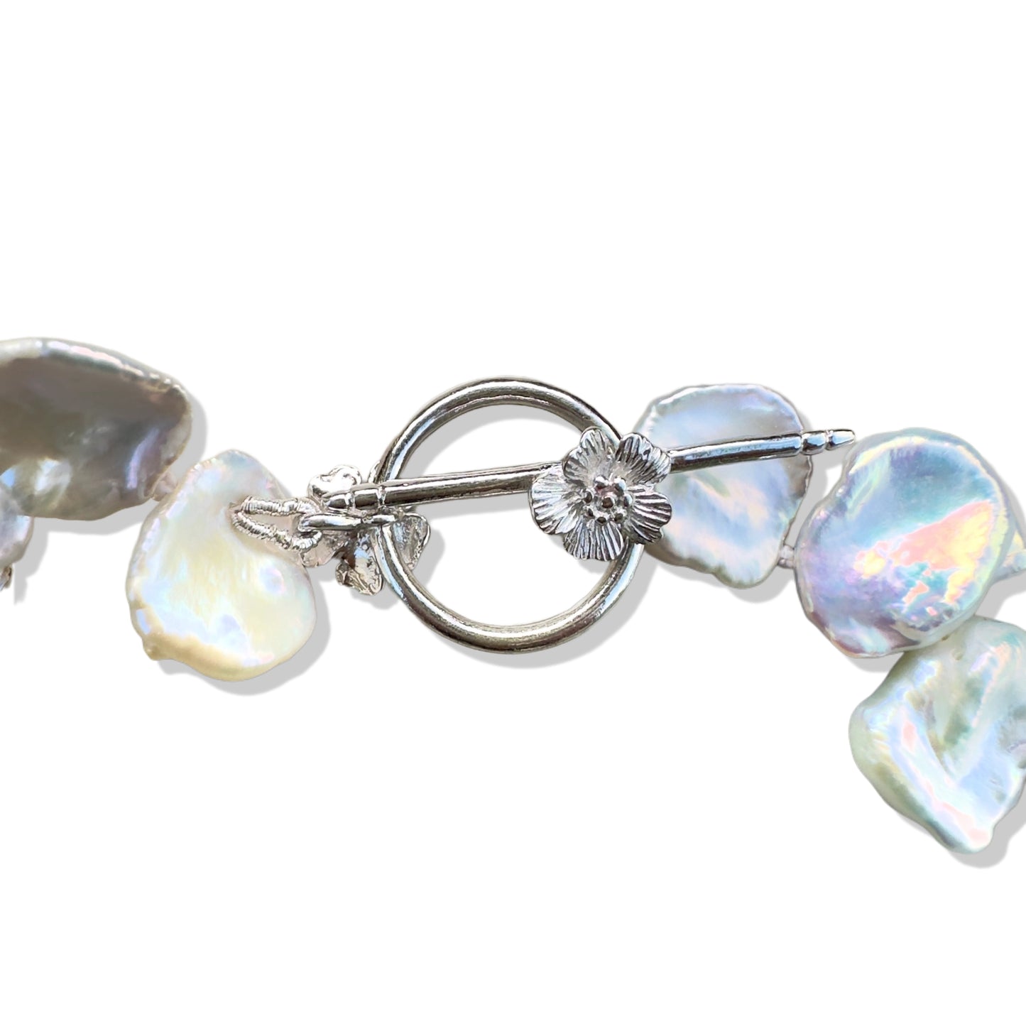 Inner Peace Necklace with Keshi Pearl and Blue Chalcedony