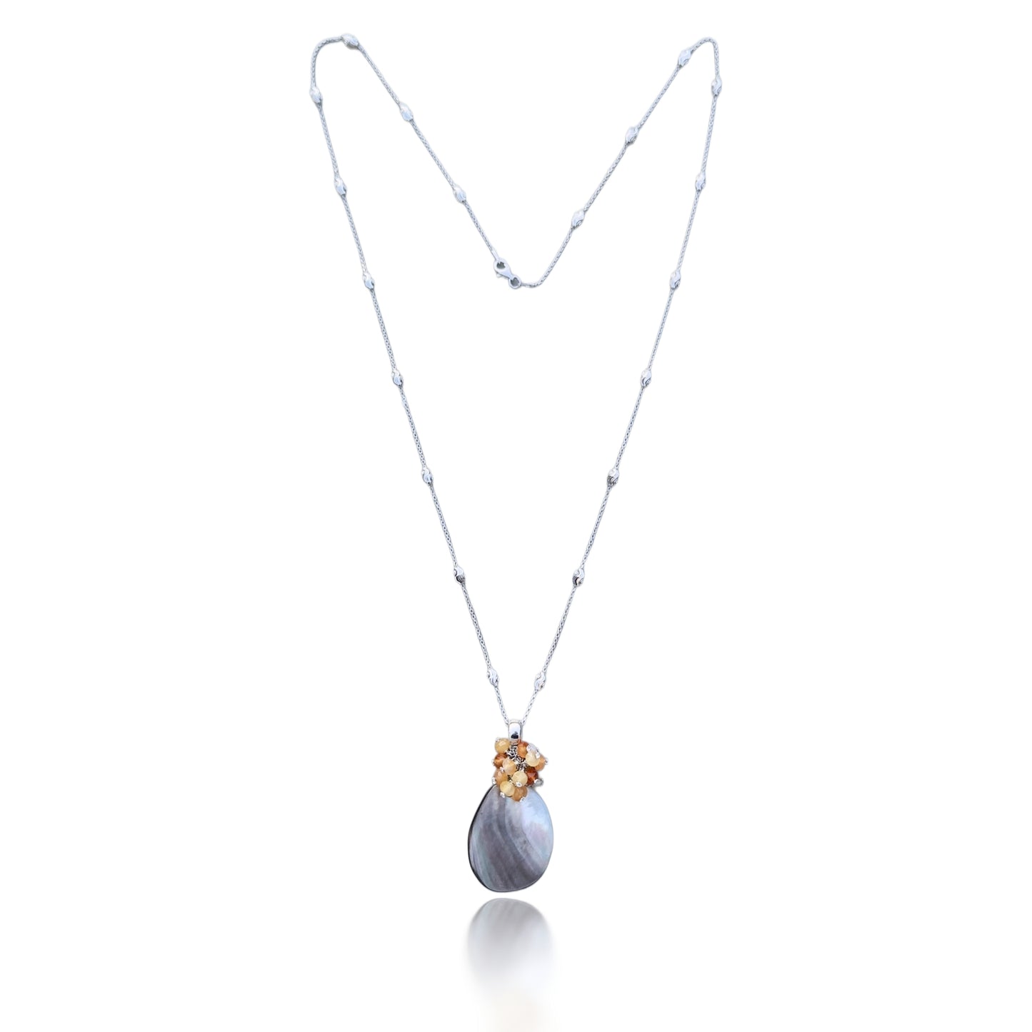 Inner Peace Cluster Pendant with Mother of Pearl and Carnelian