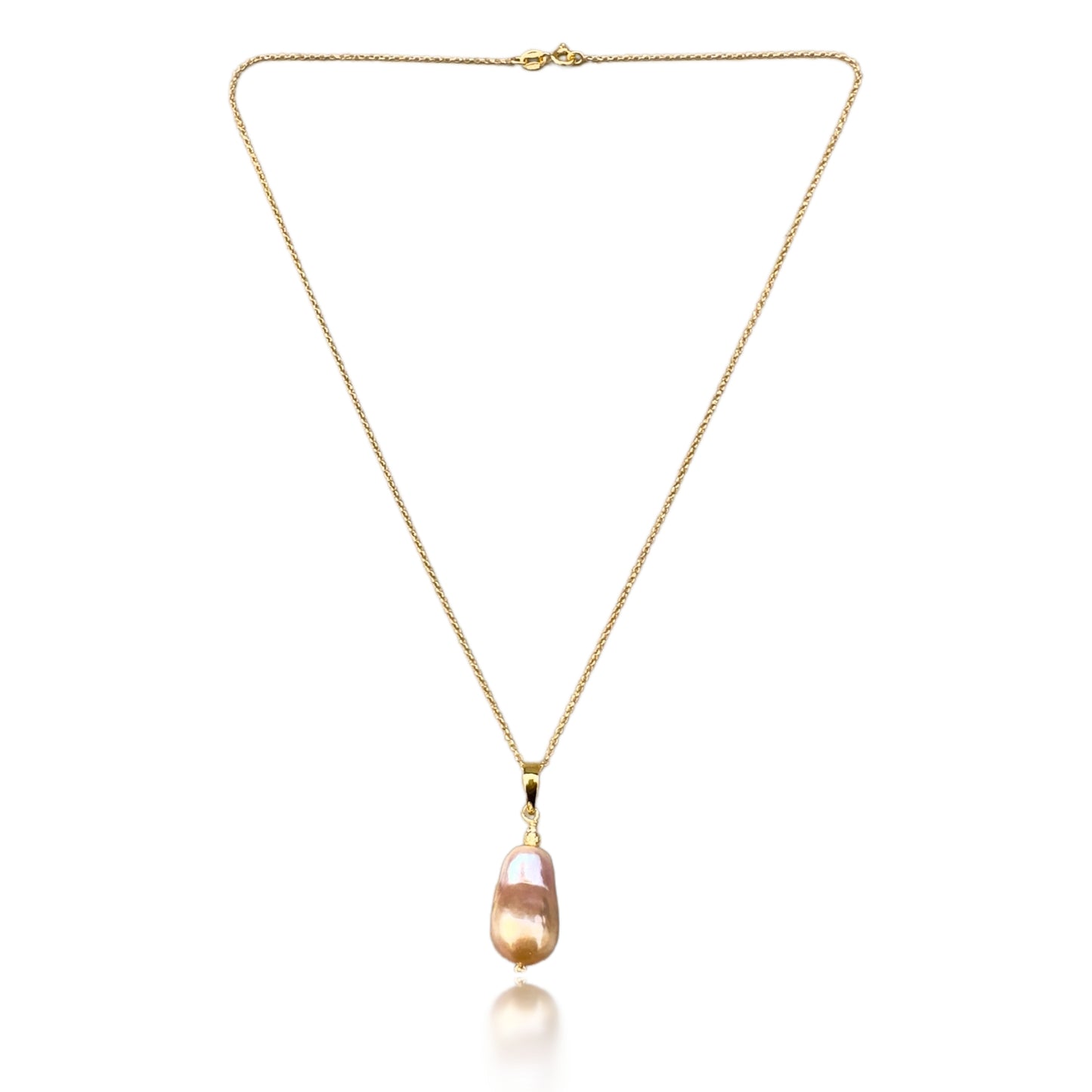 Inner Peace Pendant with Pink Baroque Pearl and Gold