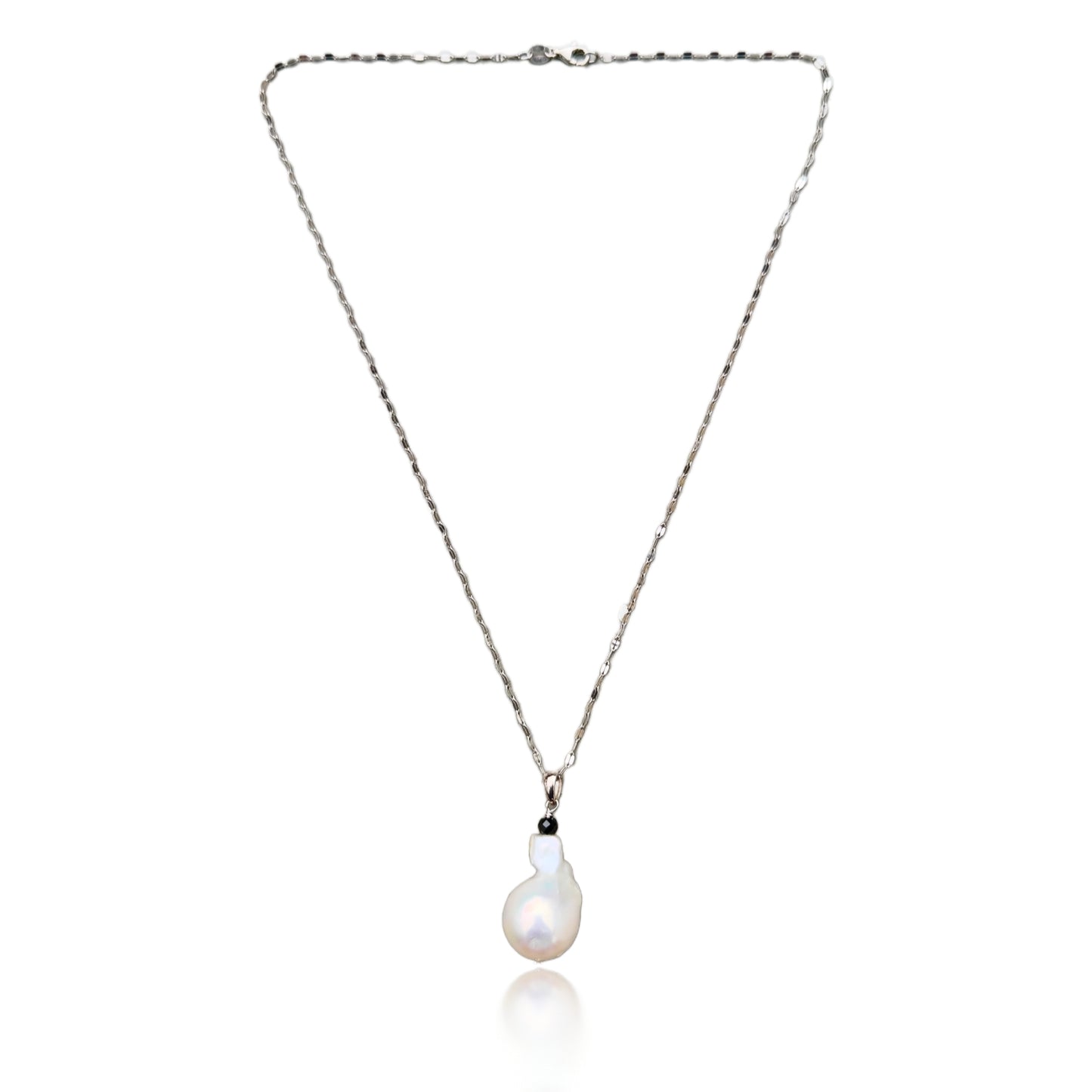 Inner Peace Pendant with White Baroque Pearls and Black Spinel