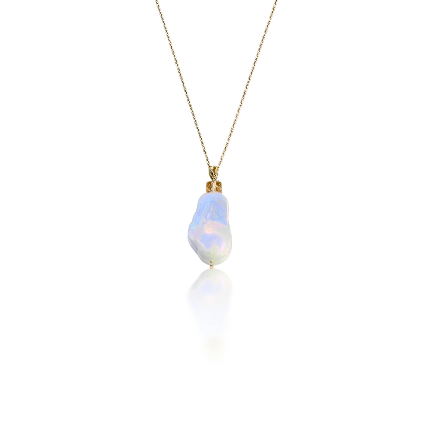 Inner Peace Pendant with White Baroque Pearl, Citrine and Gold