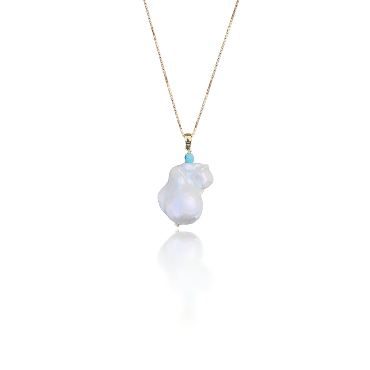 Inner Peace Pendant with White Baroque Pearl and Turquoise
