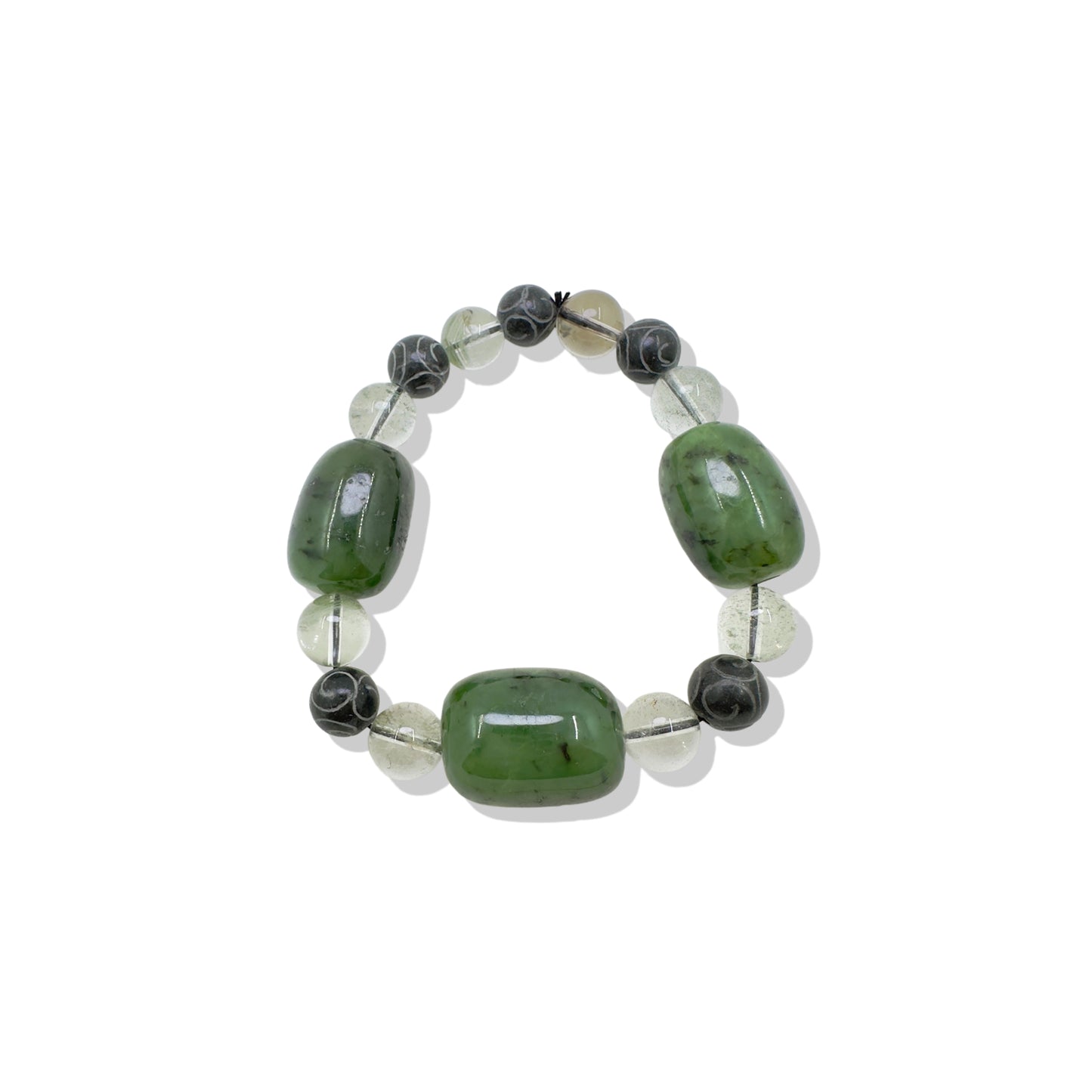Joy bracelet with Maw Sit Sit , Green Phantom Quartz and Antique Jasper