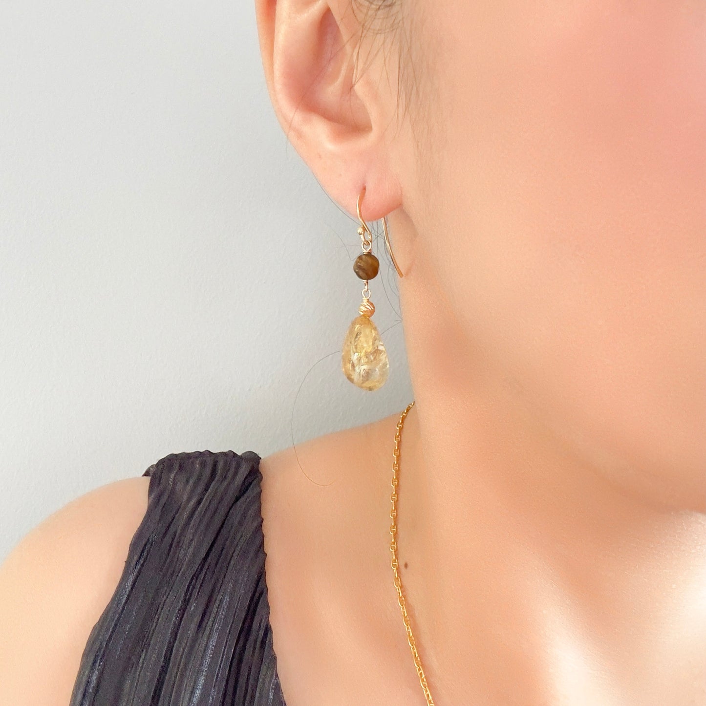 Joy Earrings with Citrine and Tiger’s Eye