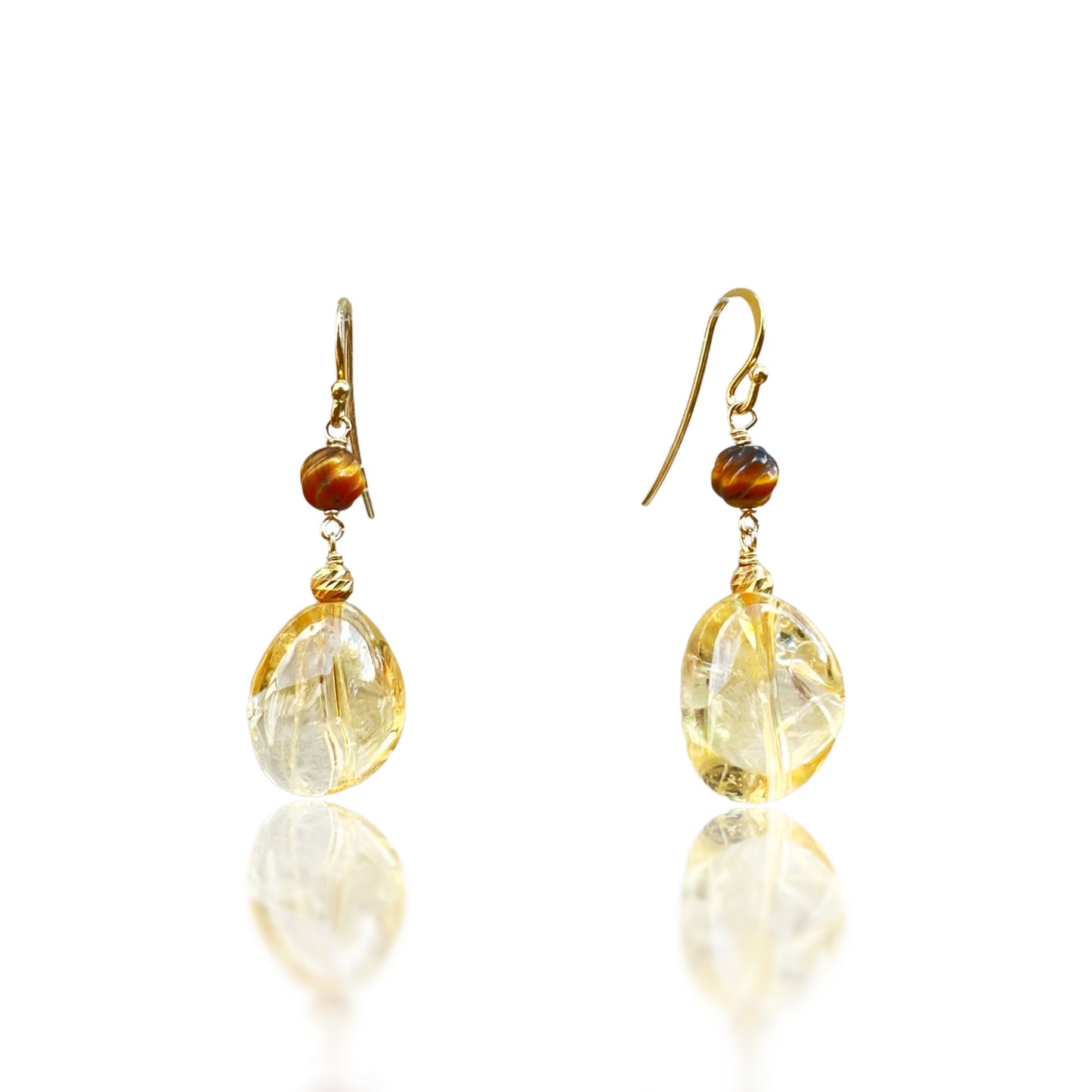Joy Earrings with Citrine and Tiger’s Eye