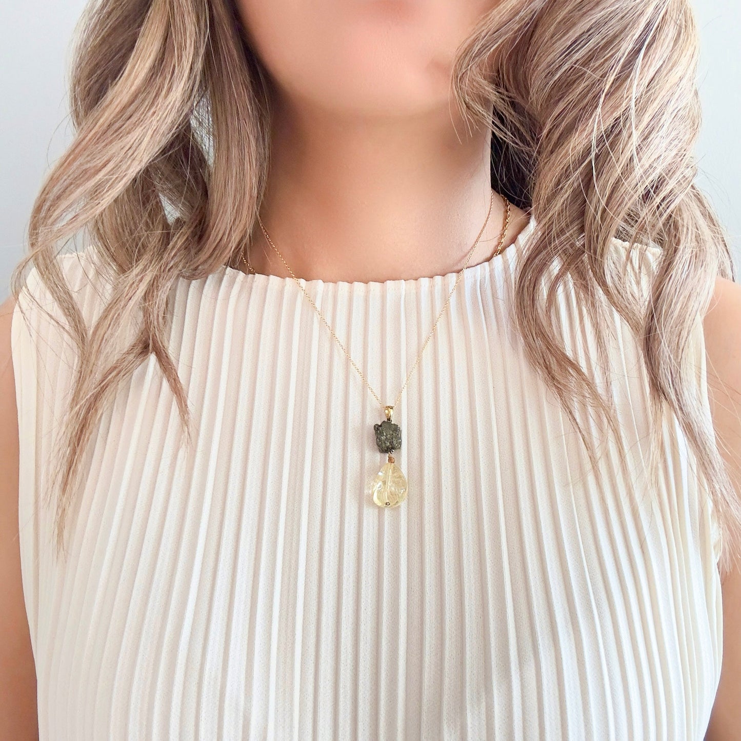 Joy Pendant with Citrine and Pyrite