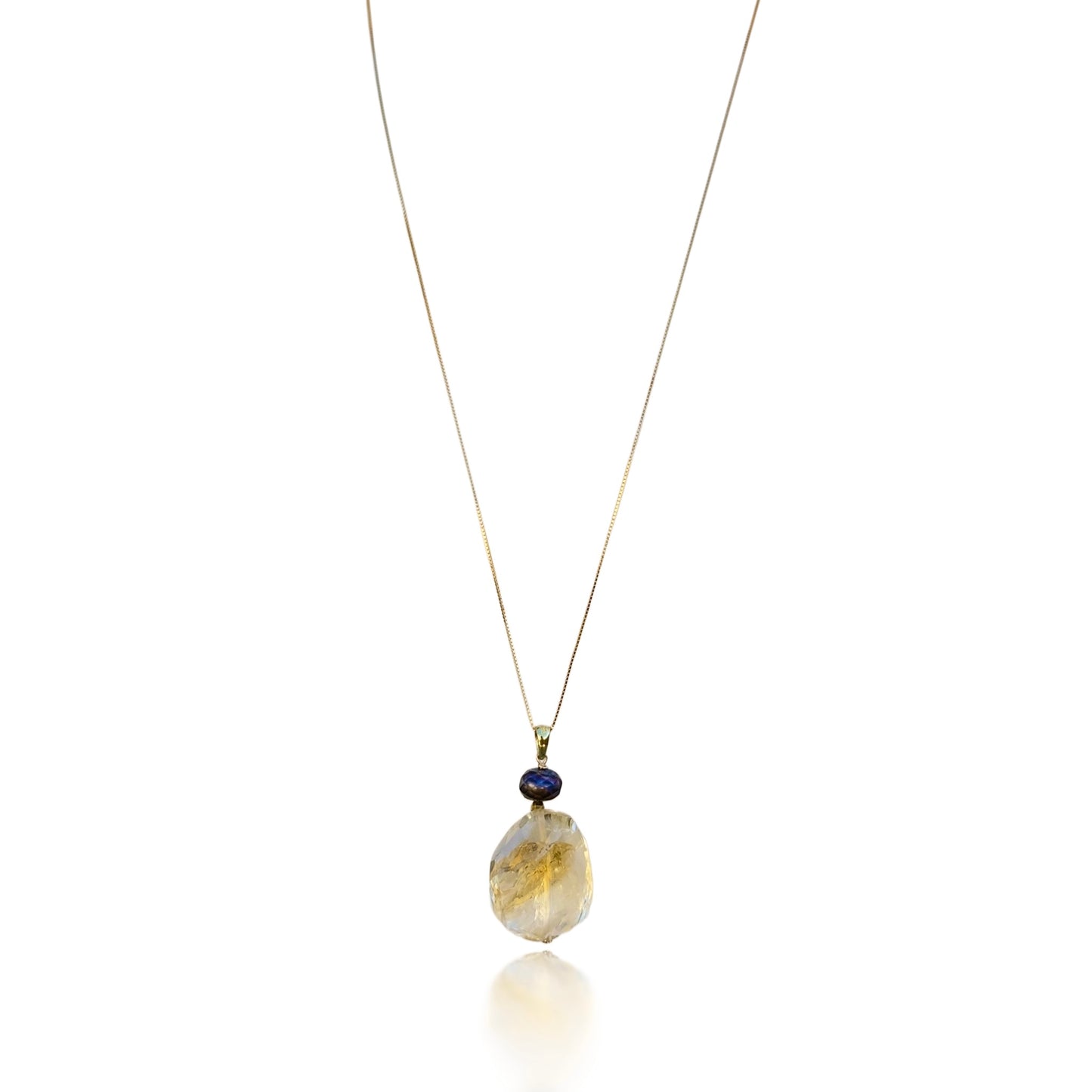 Joy Pendant with Citrine and Peacock Freshwater Pearl