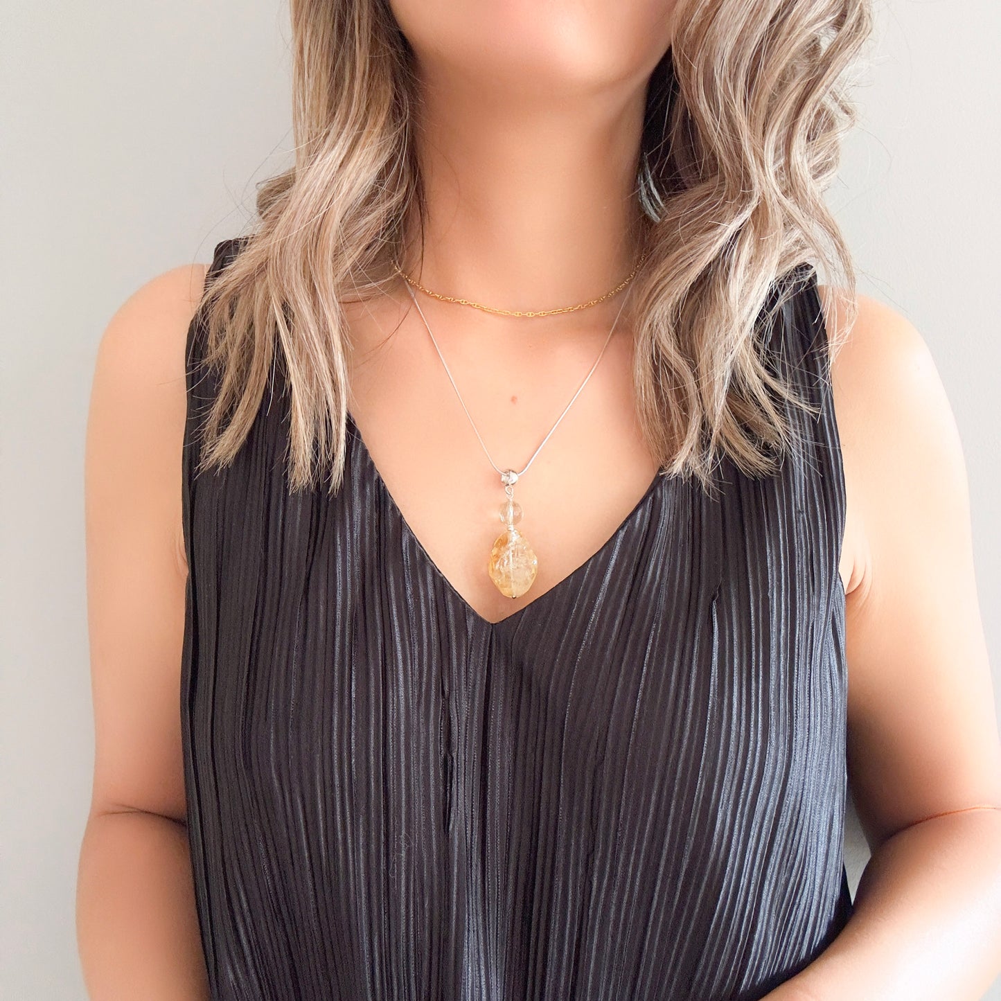 Joy Pendant with Citrine and Smoky Quartz