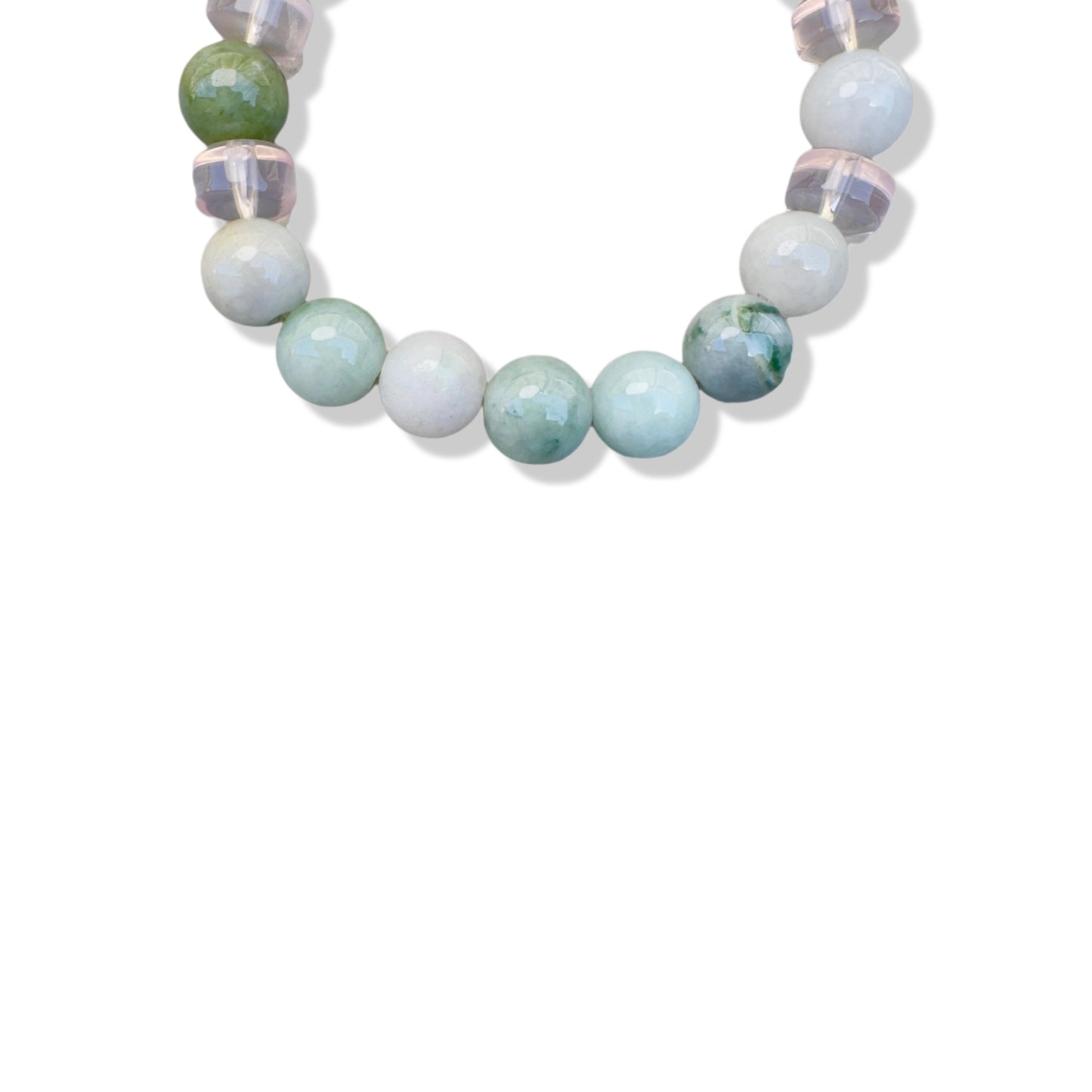 Love Bracelet with Rose Quartz Burma Jade and Freshwater Pearl