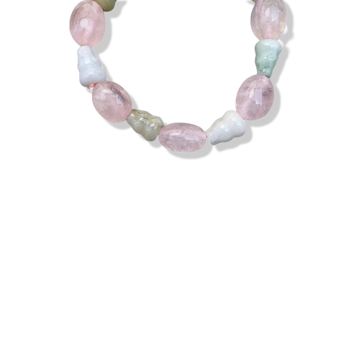 Love Bracelet with Rose Quartz and Green jade gourd Bead