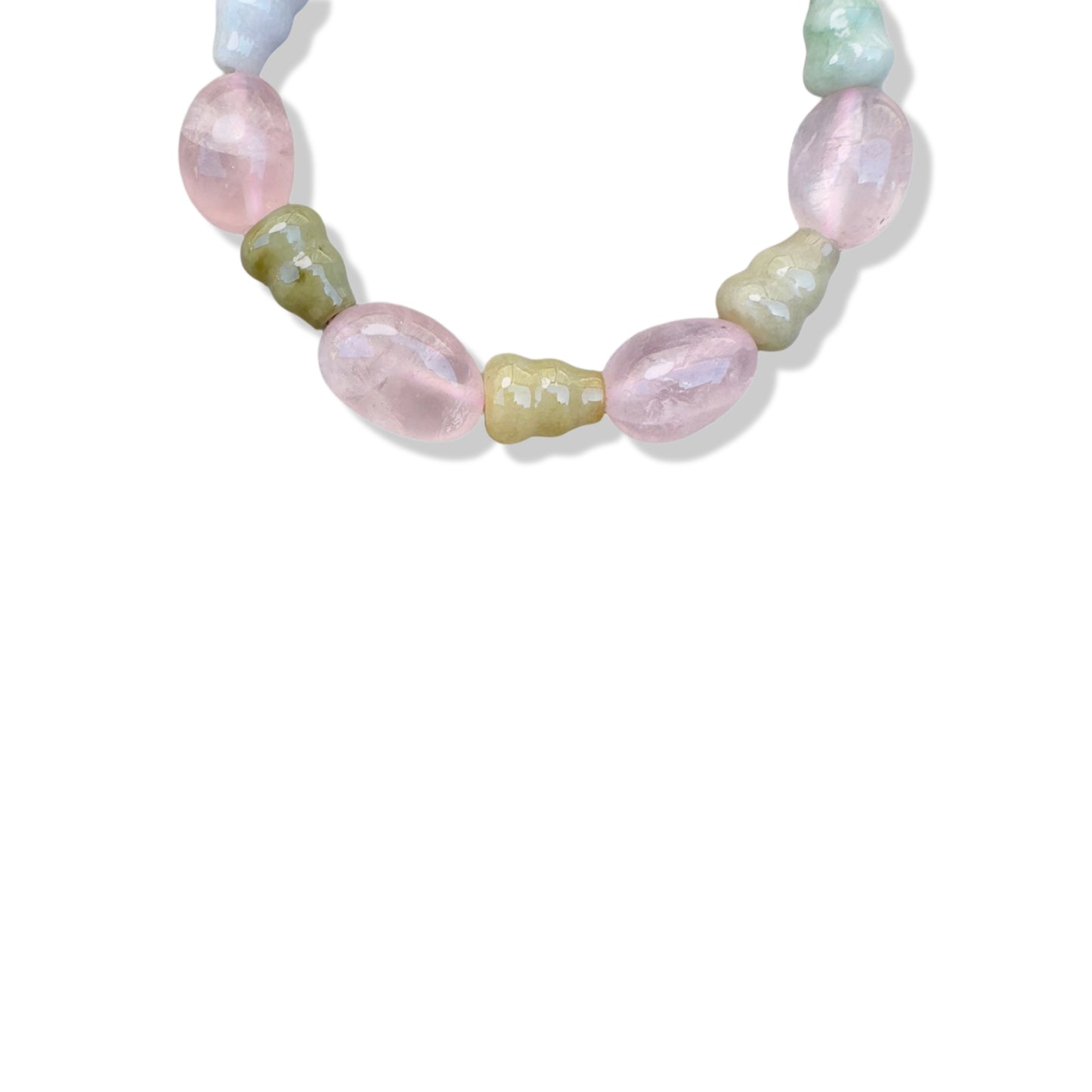 Love Bracelet with Rose Quartz and Green jade gourd Bead