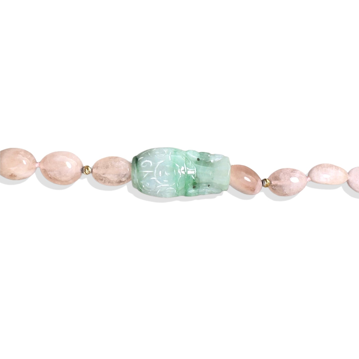 Love Necklace with Morganite and Jade Vase Carving Bead