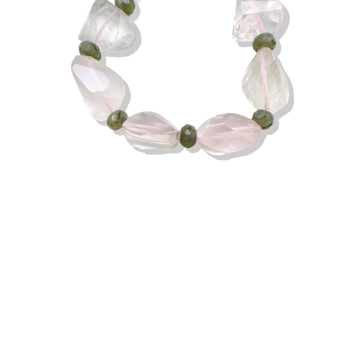 Love bracelet with Rose Quartz, Labradorite, and Blue Chalcedony