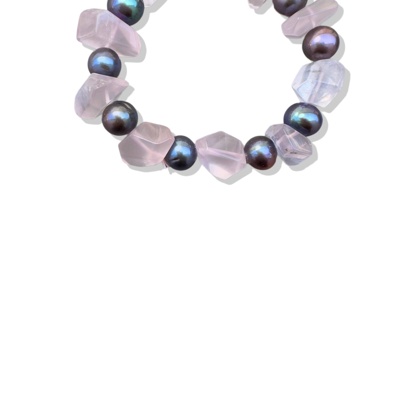 Love Bracelet with Rose Quartz and Peacock Freshwater Pearl
