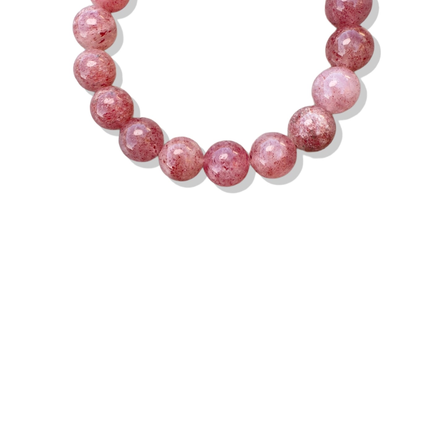 Love bracelet with Strawberry Quartz and Burma Jade Gourd Carving
