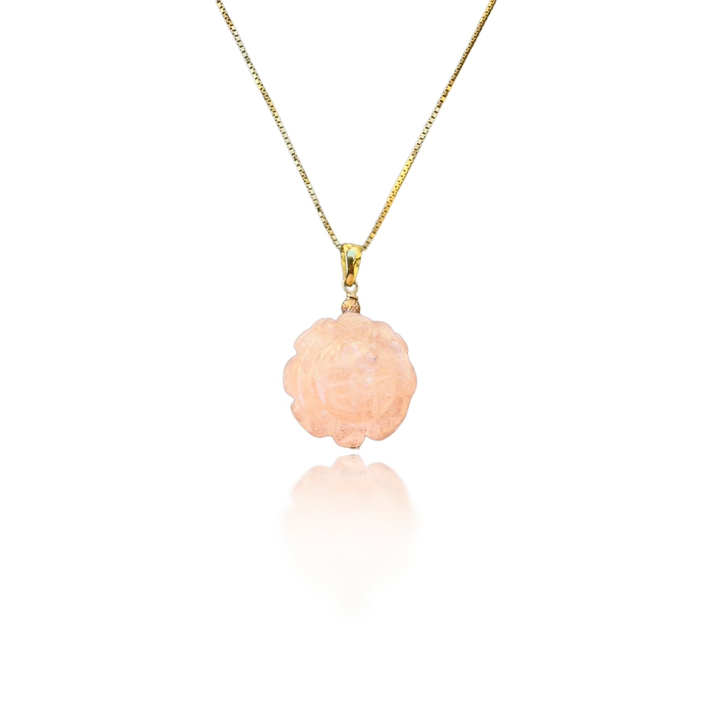 Love Pendant with Morganite Carving and Gold