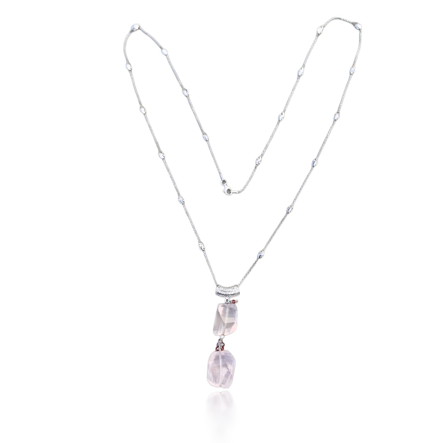 Love Pendant Necklace with Rose Quartz and Garnet