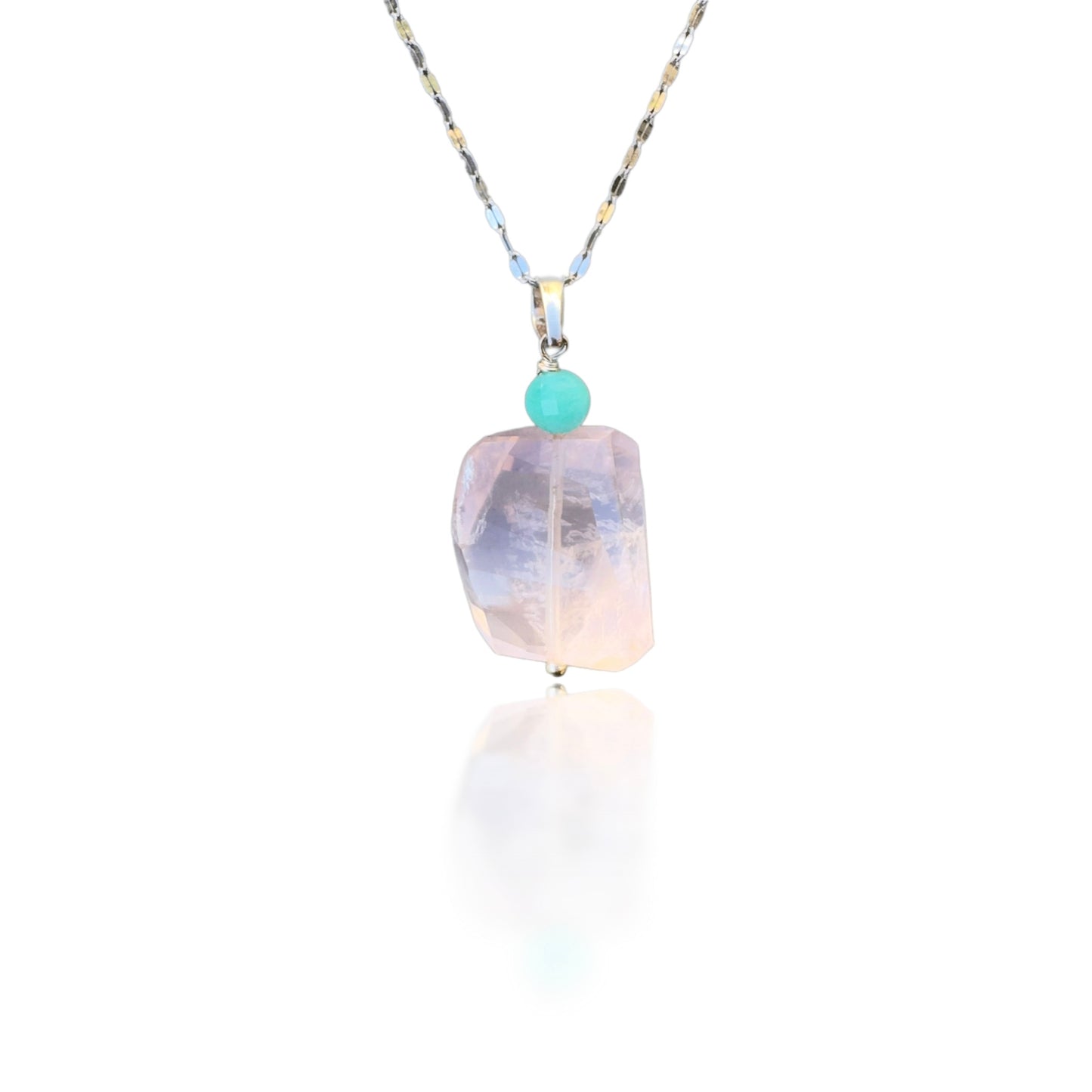 Love Pendant Necklace with Rose Quartz and Amazonite