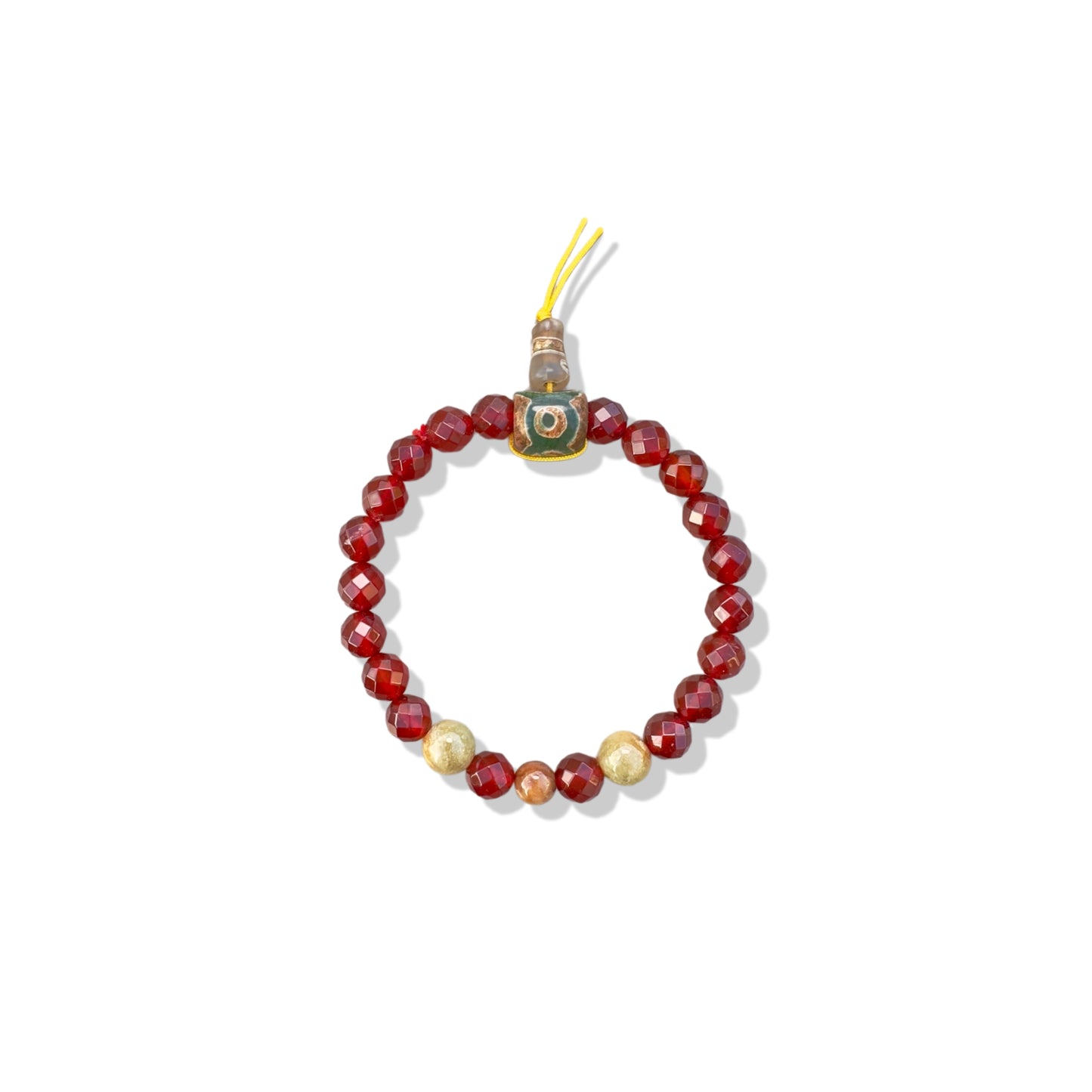 Motivation Bracelet with Red Carnelian, Burma Jade and Tibet Agate Gourd
