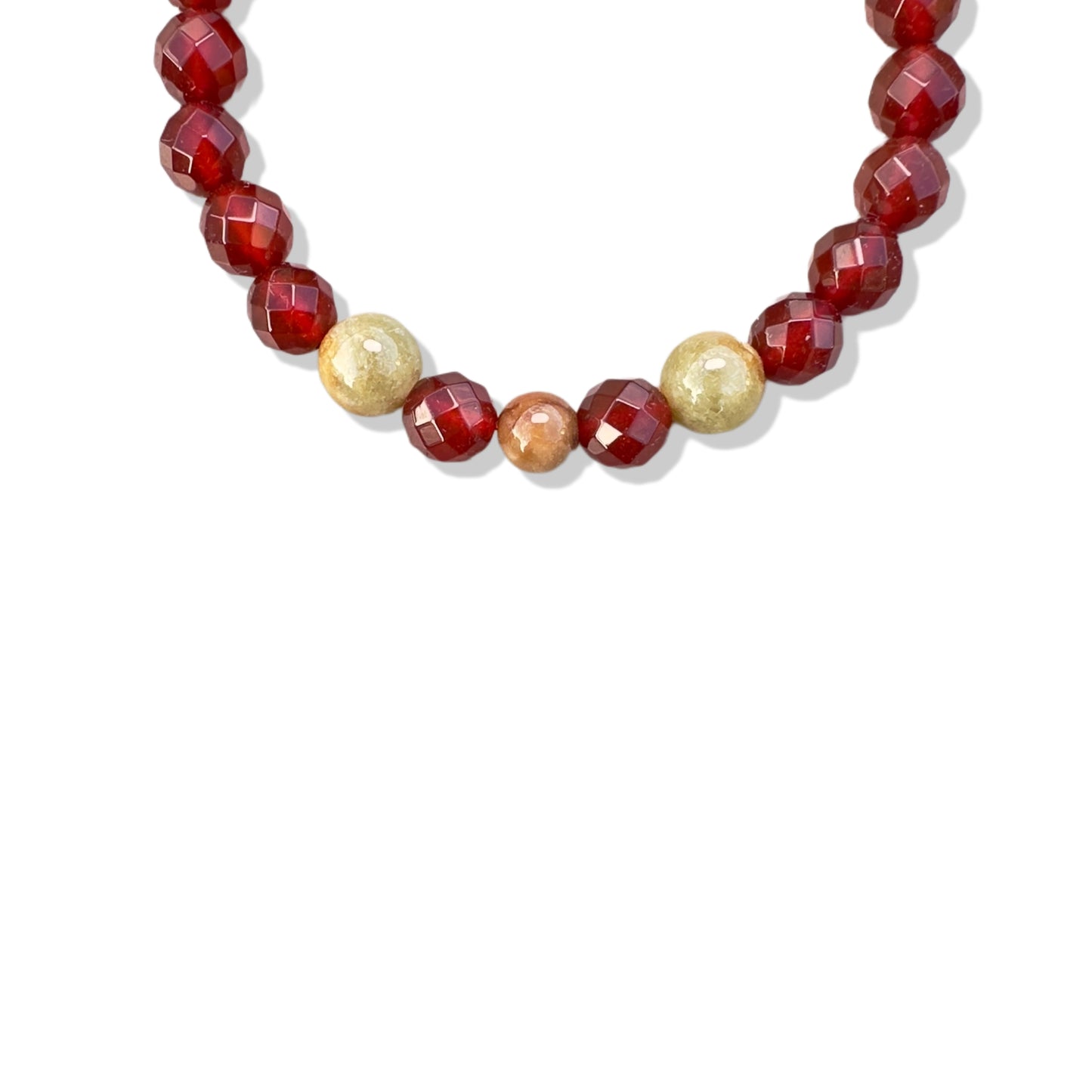Motivation Bracelet with Red Carnelian, Burma Jade and Tibet Agate Gourd