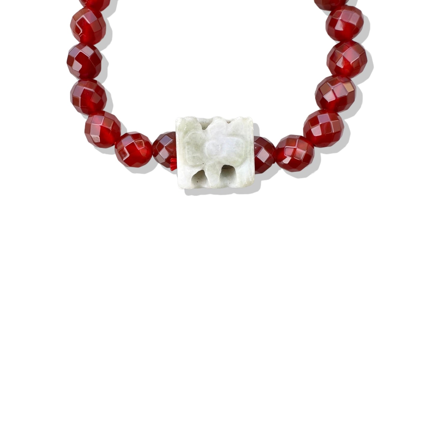 Motivation Bracelet with Red Carnelian, Jade and Enamel Silver Bead