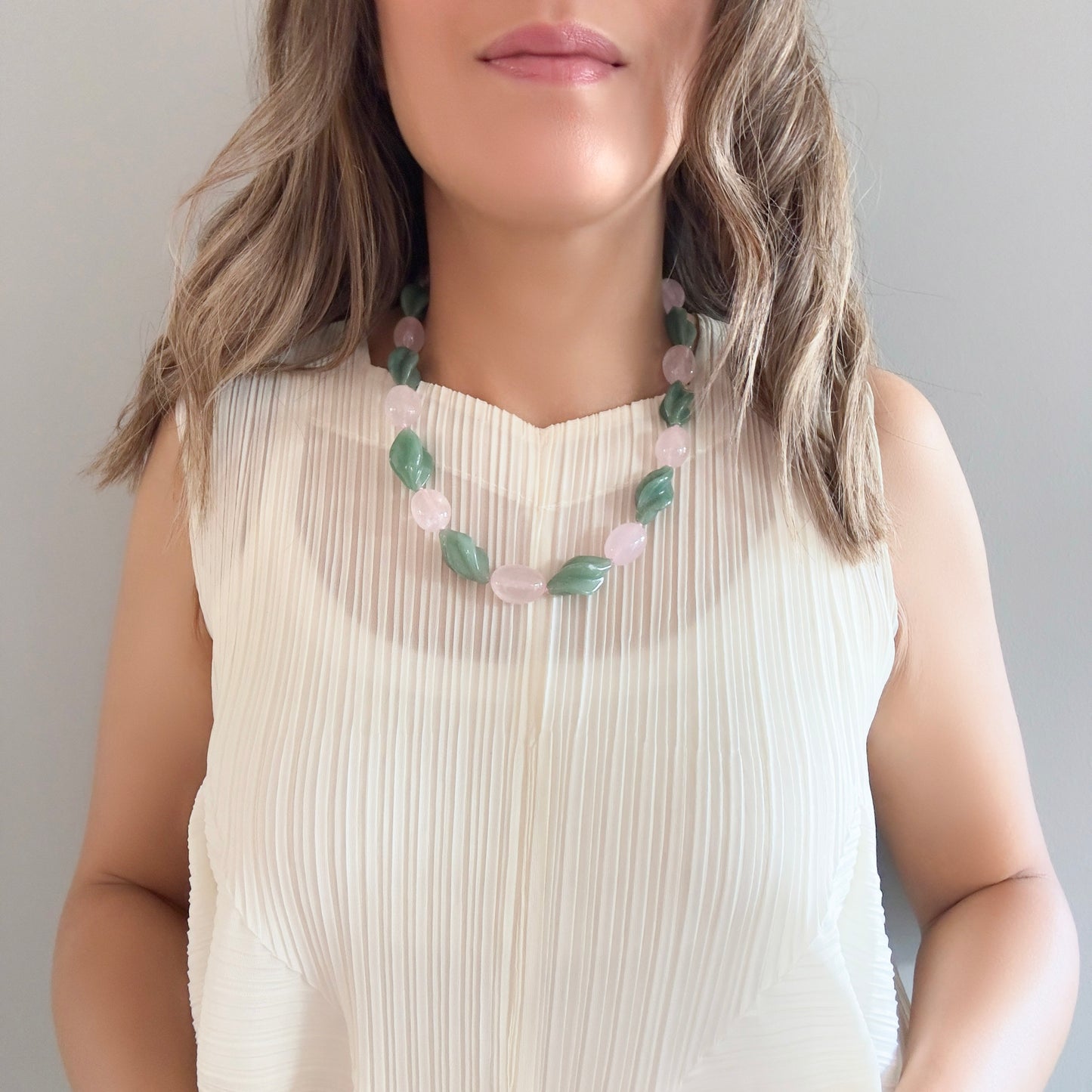 Opportunity Necklace with Green Aventurine and Rose Quartz