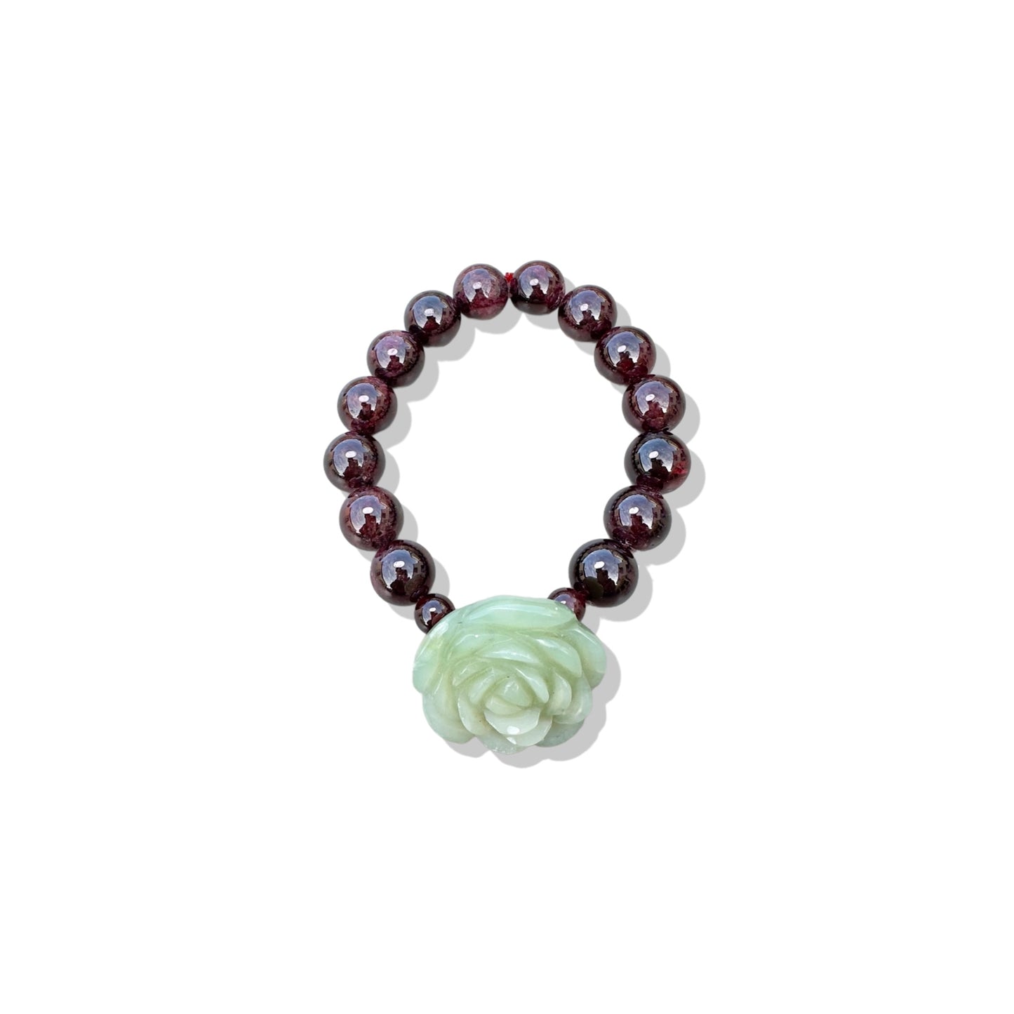Passion Bracelet with Granet and Green Chalcedony Flower