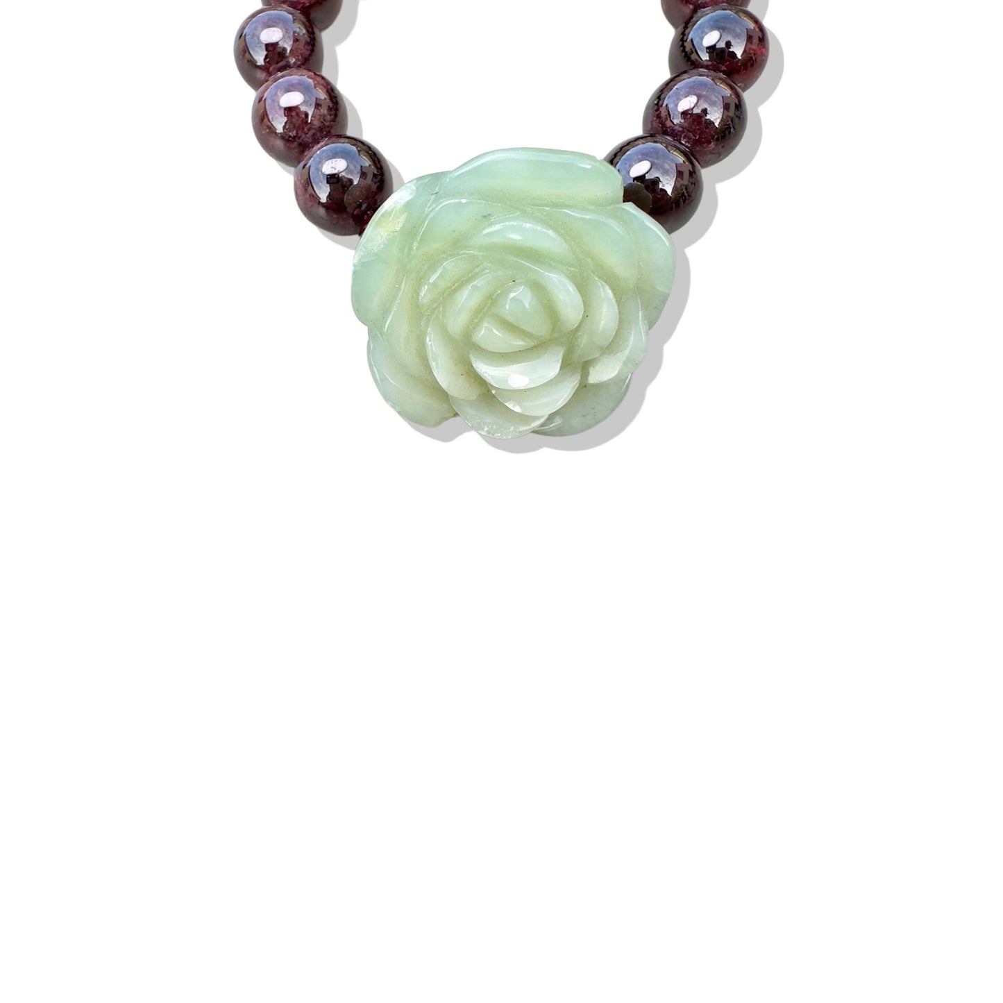 Passion Bracelet with Granet and Green Chalcedony Flower