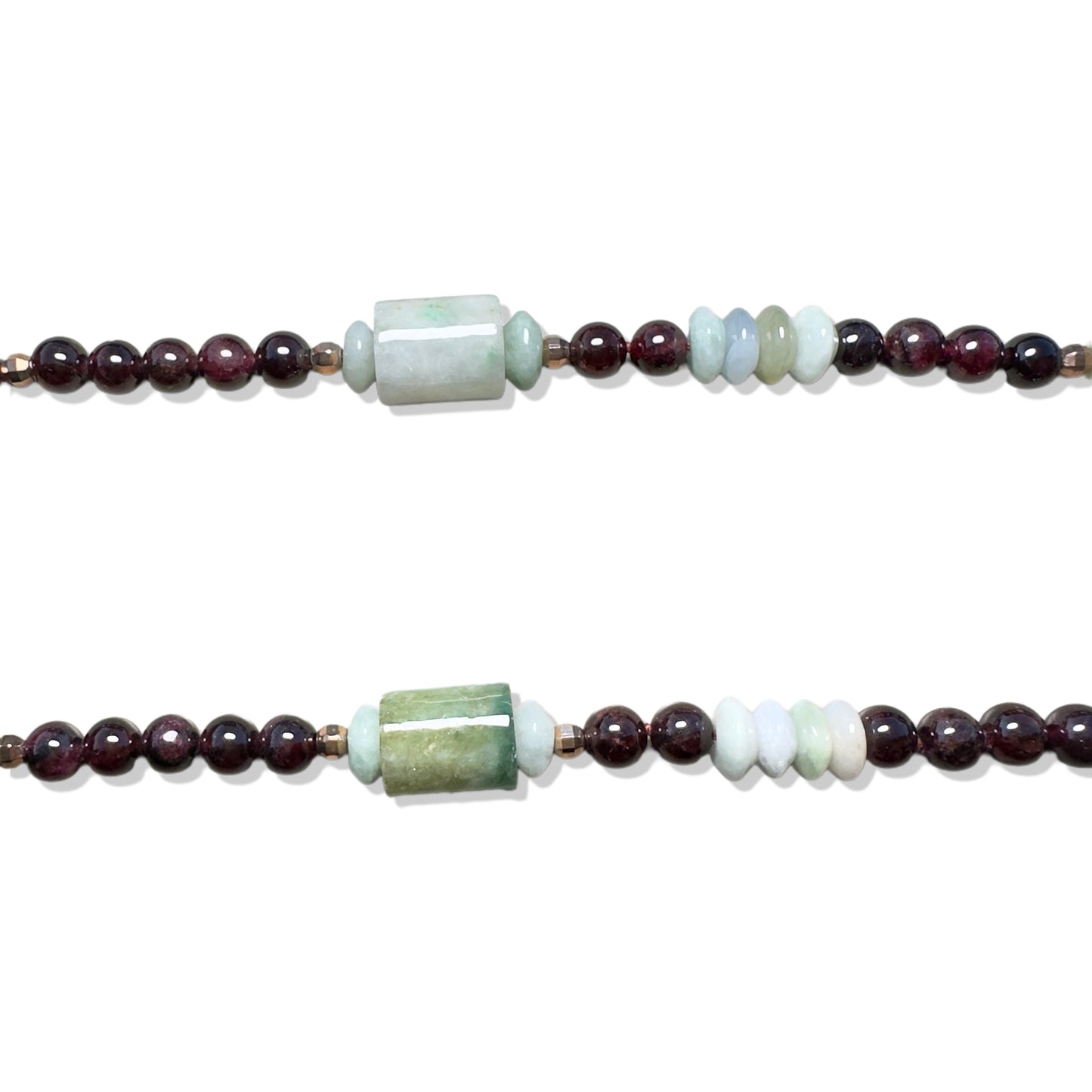 Passion Necklace with Garnet, Burma Jade Gourd Carving