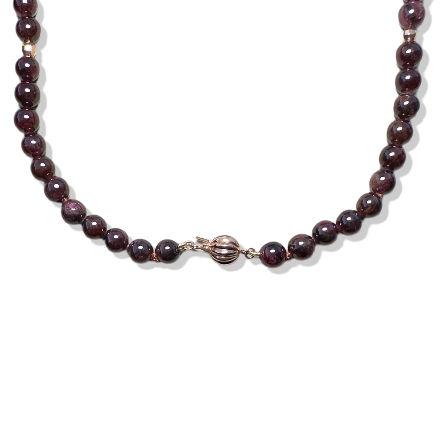 Passion Necklace with Garnet, Burma Jade Gourd Carving