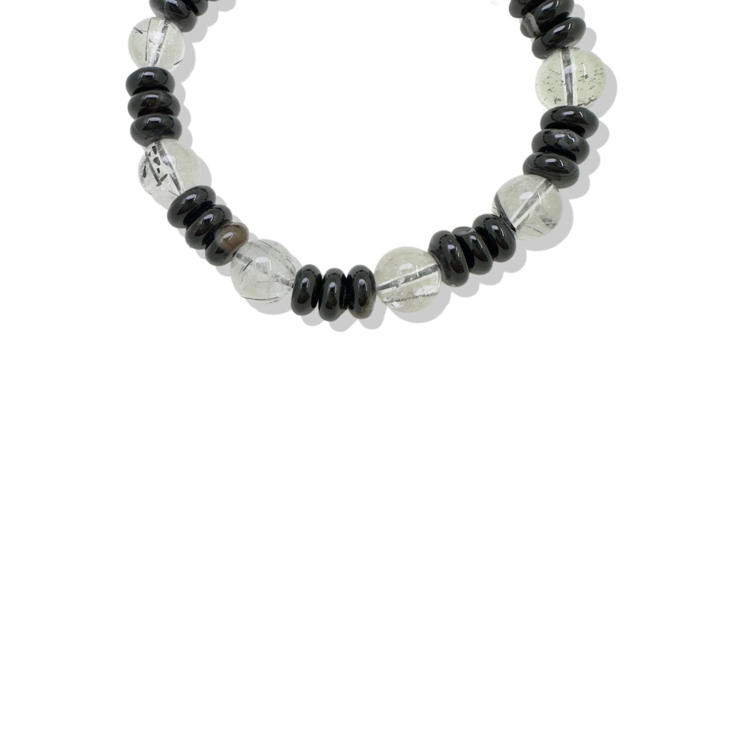 Protection Bracelet with Black Tourmaline ,Black Rutilated Quartz, Black Agate
