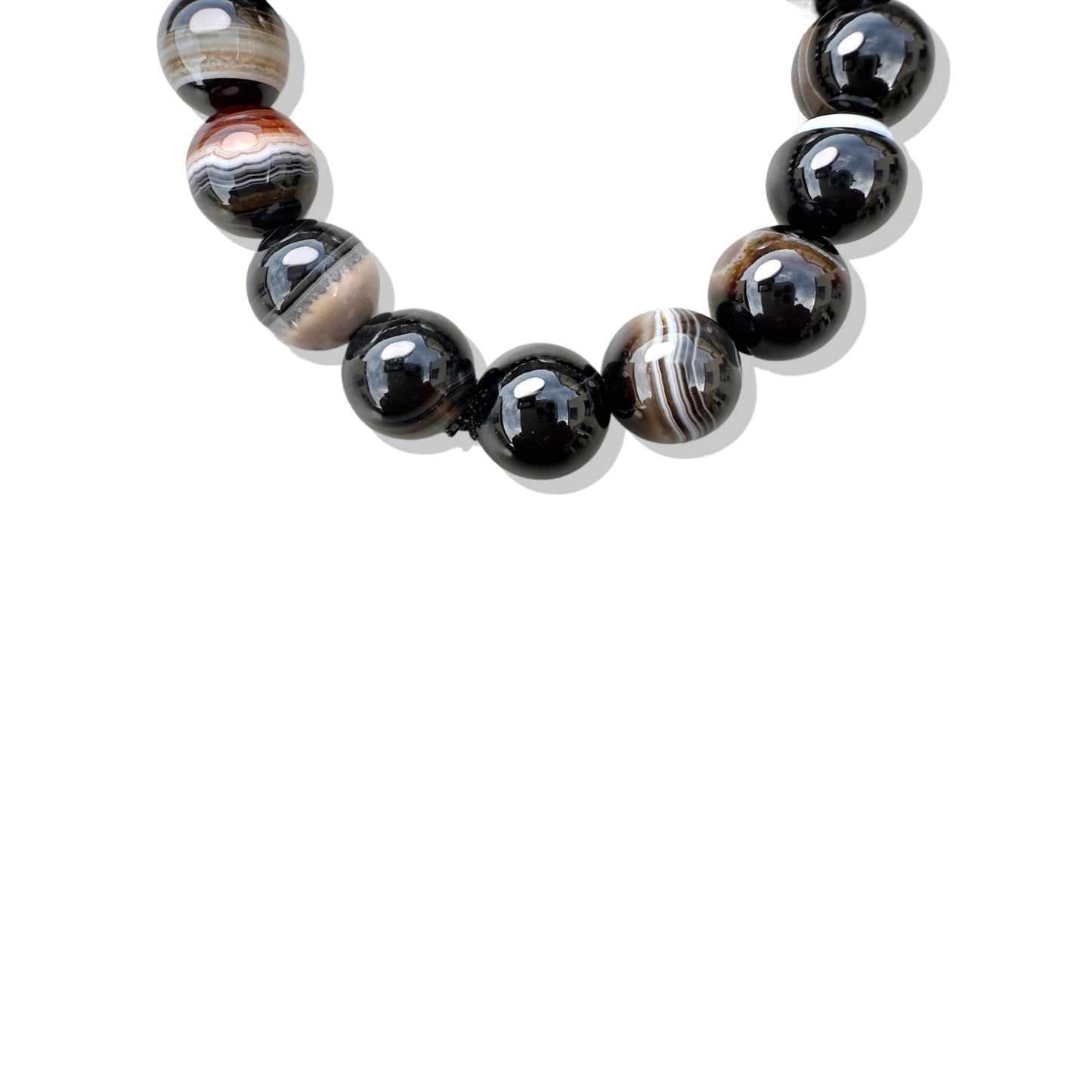 Protection Bracelet with Black Lace Agate and Freshwater Pearl
