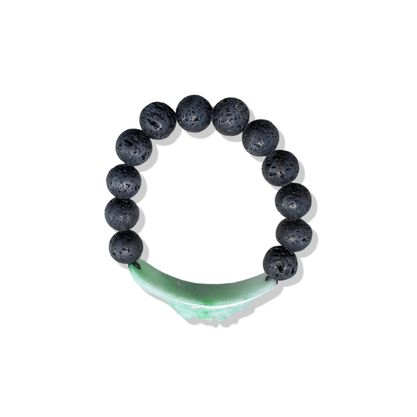 Protection Bangle with Lava and Burma Jade Pi Xiu (貔貅) Carving