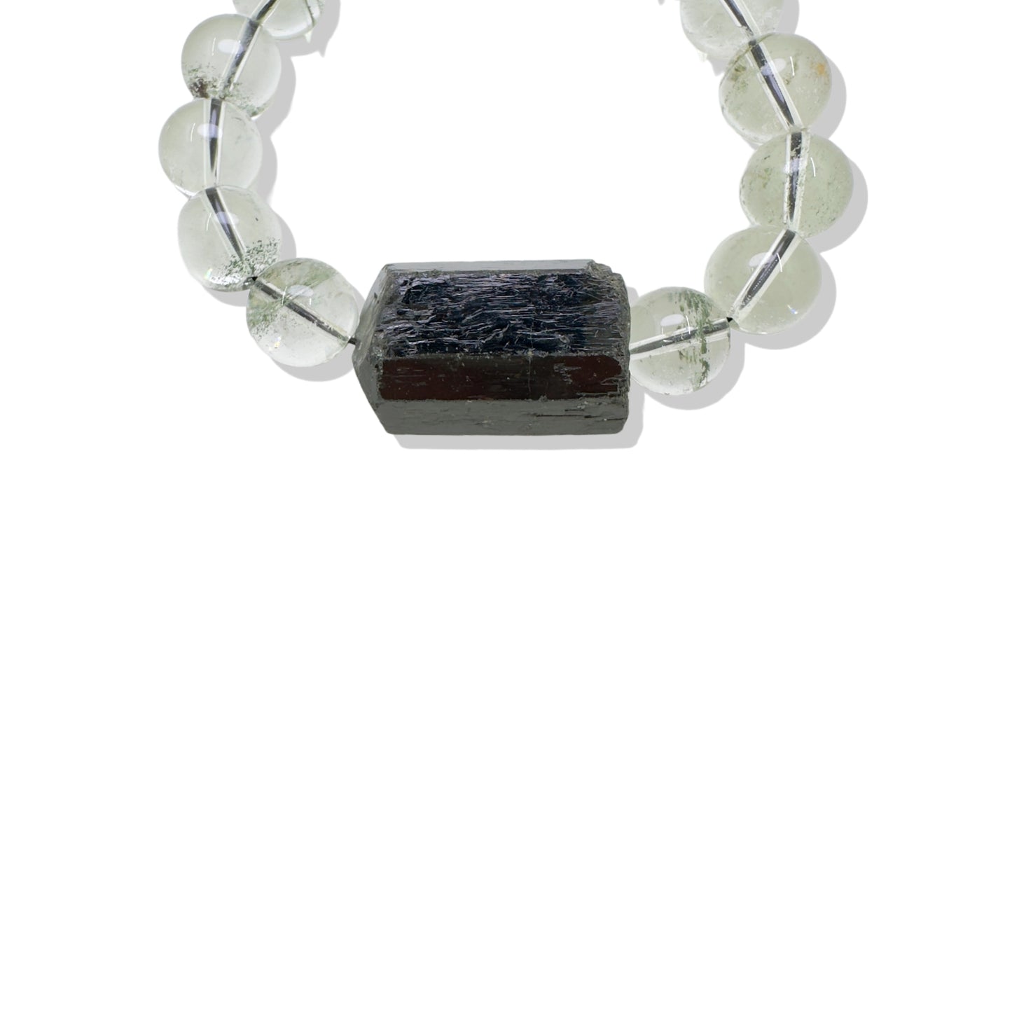 Protection Bracelet with Black Tourmaline, Green Phantom Quartz, Lava