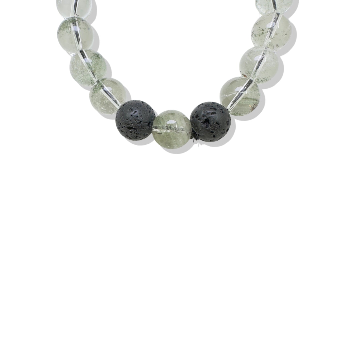 Protection Bracelet with Black Tourmaline, Green Phantom Quartz, Lava