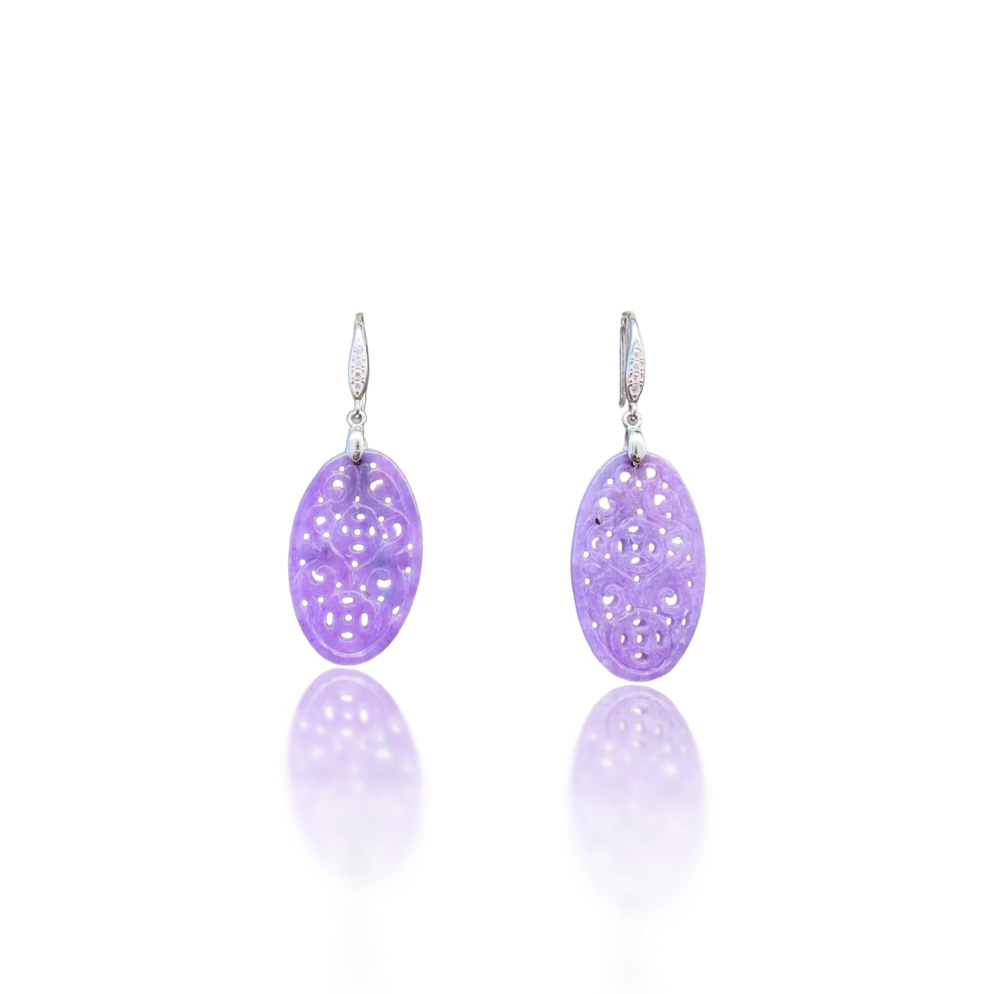 Protection Earrings with Purple Agate Carving